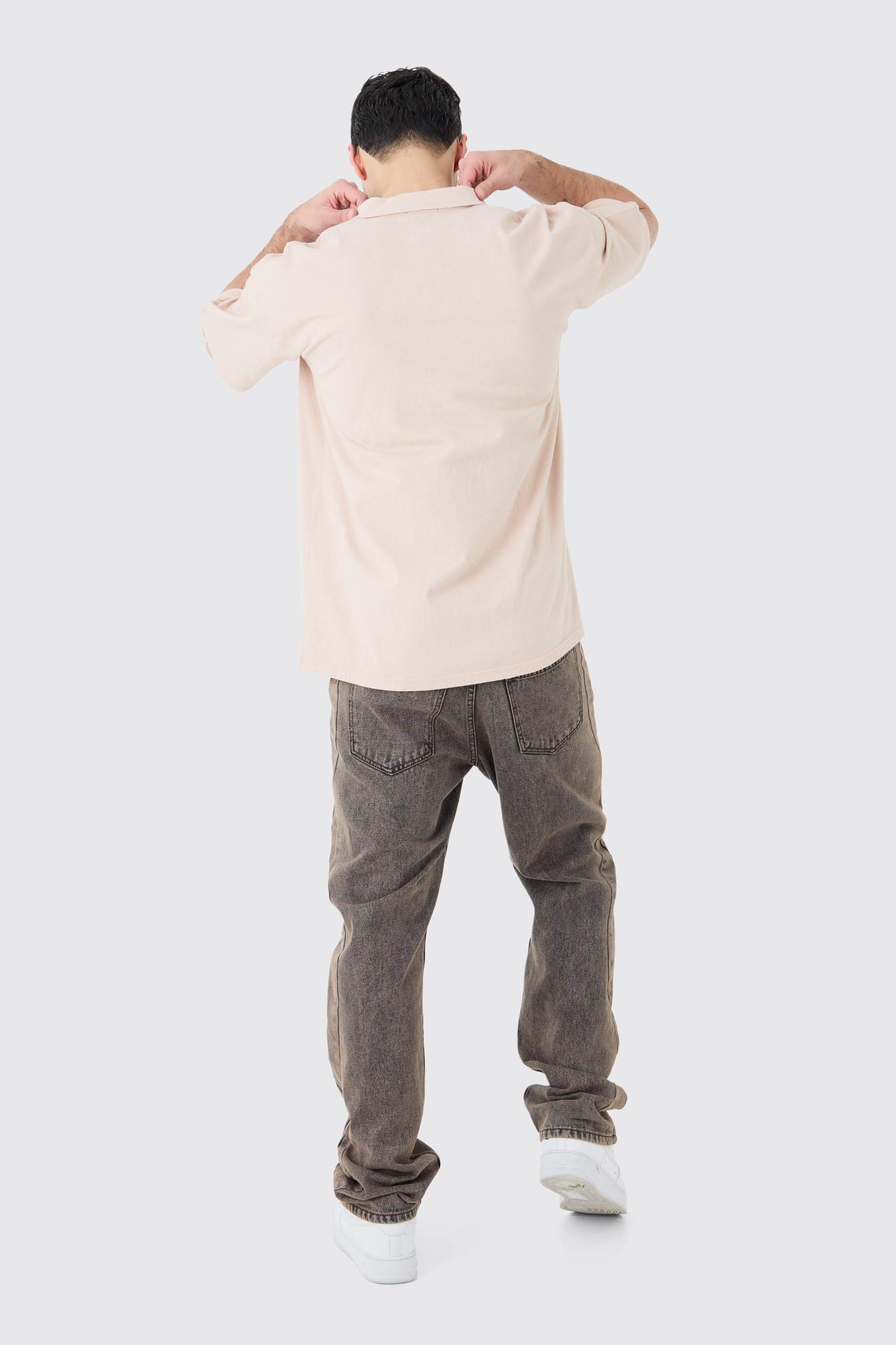 Oversized Revere Wash Polo | boohooMAN USA Product Image