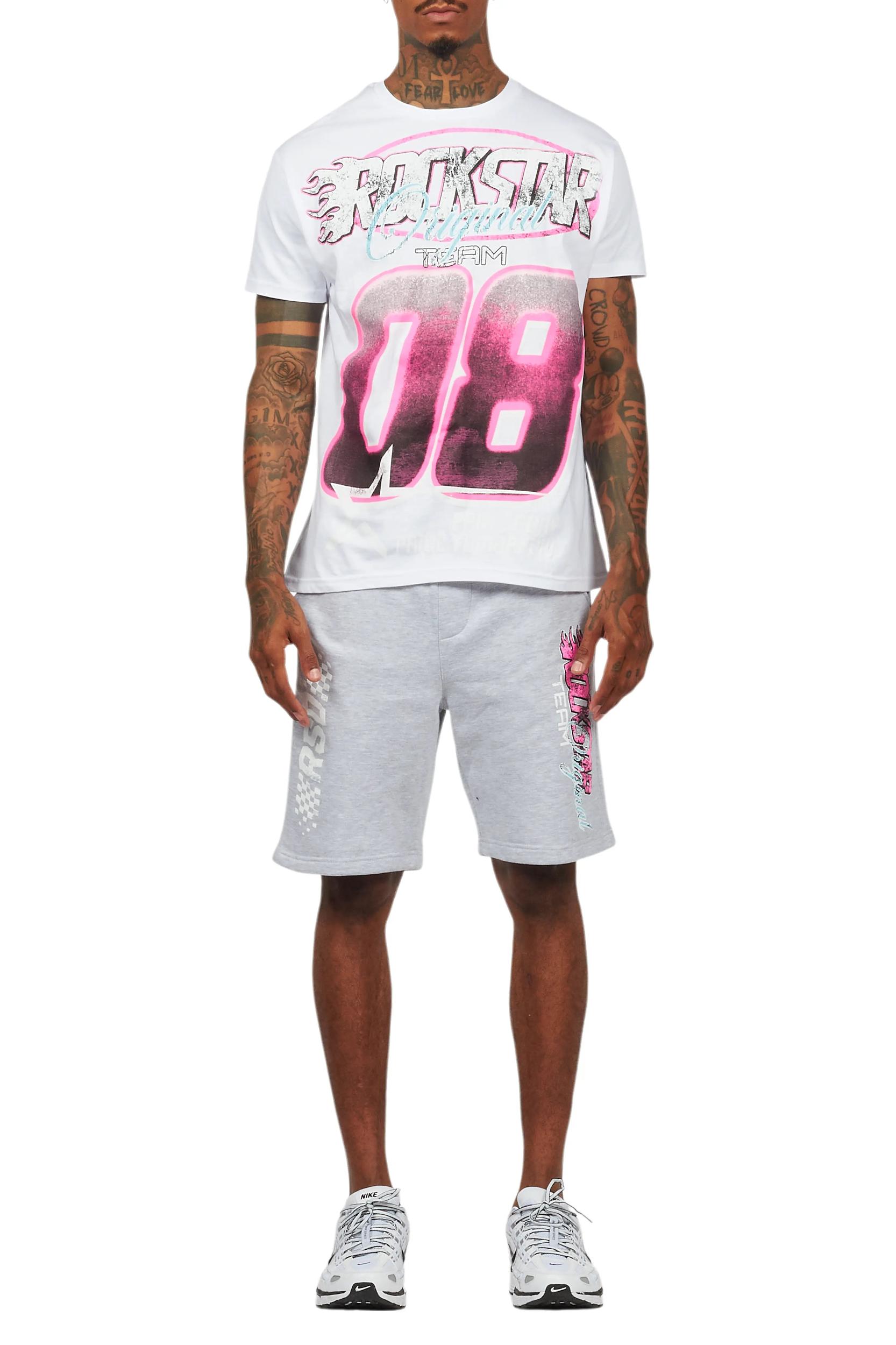 Theo White/Grey T-Shirt Short Set Male Product Image