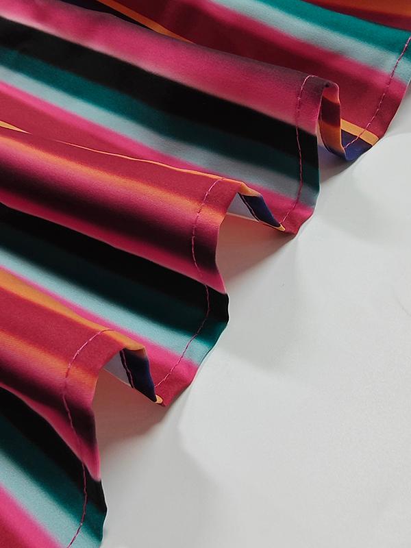 Long Sleeves Loose Split-Joint Striped Lapel Maxi Dresses Shirt Dress Product Image