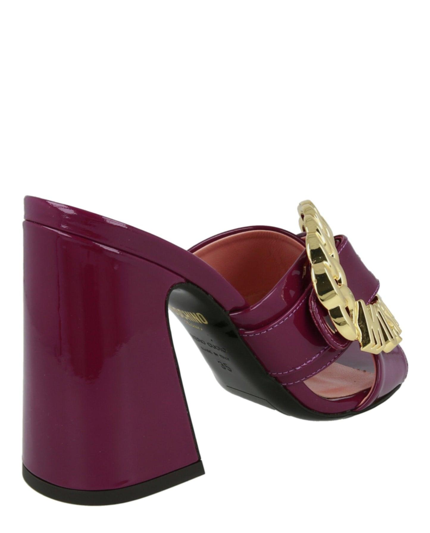 Moschino Logo Buckle Heel Sandals Product Image