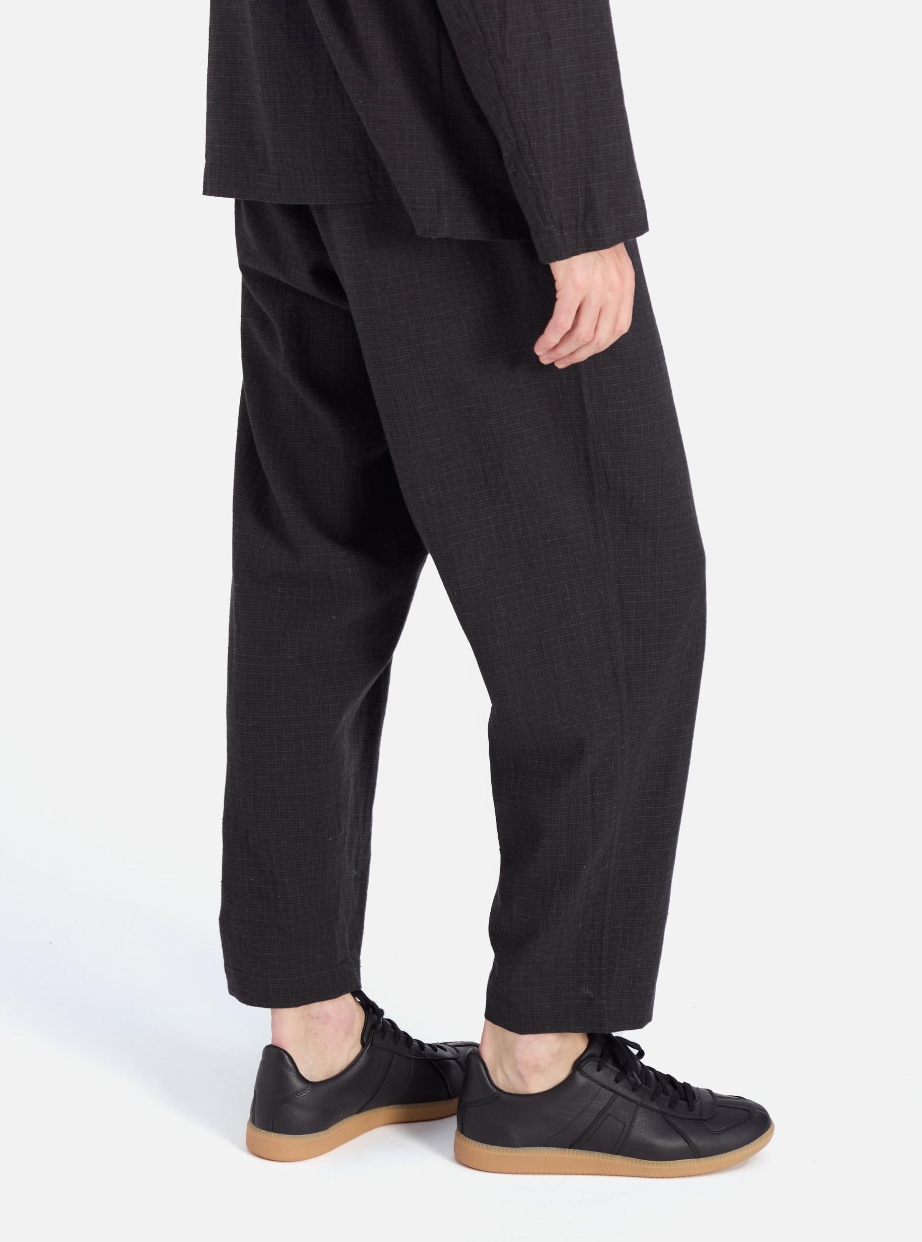Universal Works Pleated Track Pant in Charcoal Fine Linen Mix Product Image