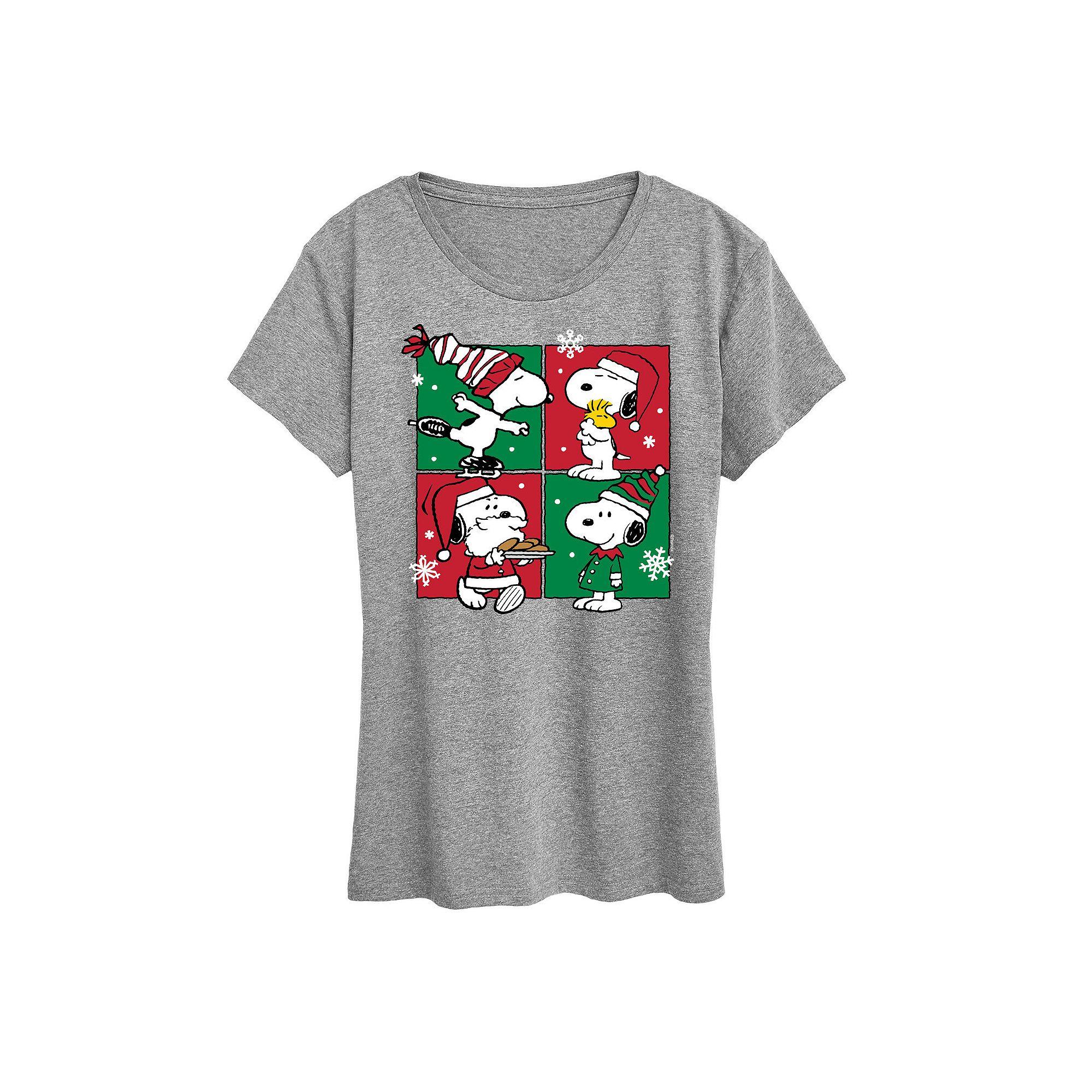 Plus Peanuts Snoopy Christmas Grid Graphic Tee, Women's,  Product Image