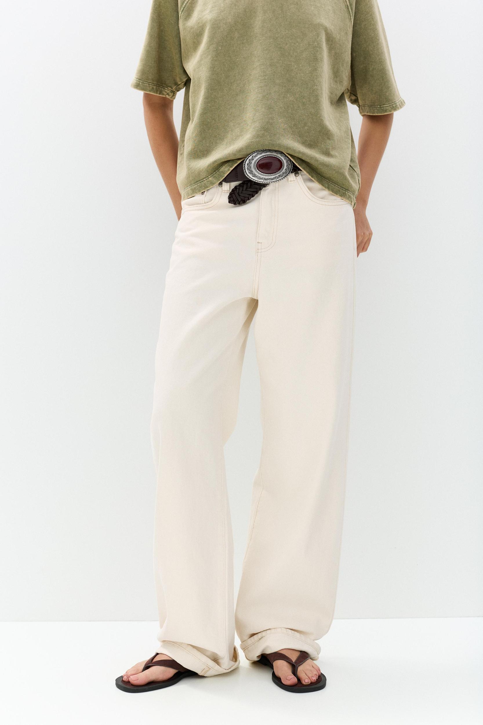 Straight-leg baggy jeans with turn-up hems Product Image