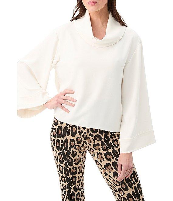 Trina Turk Staged Georgette Cowl Neck Long Sleeve Top Product Image