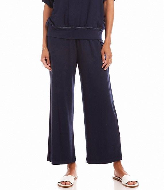 Karen Kane French Terry High-Rise Wide-Leg Pull-On Ankle Lounge Pants Product Image