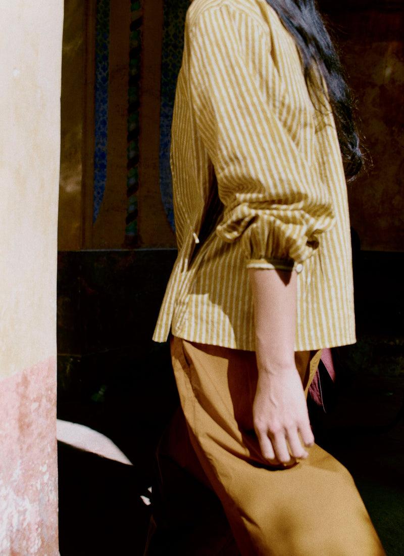 Pleated Pull On Cotton Poplin Pants | Dhal Product Image