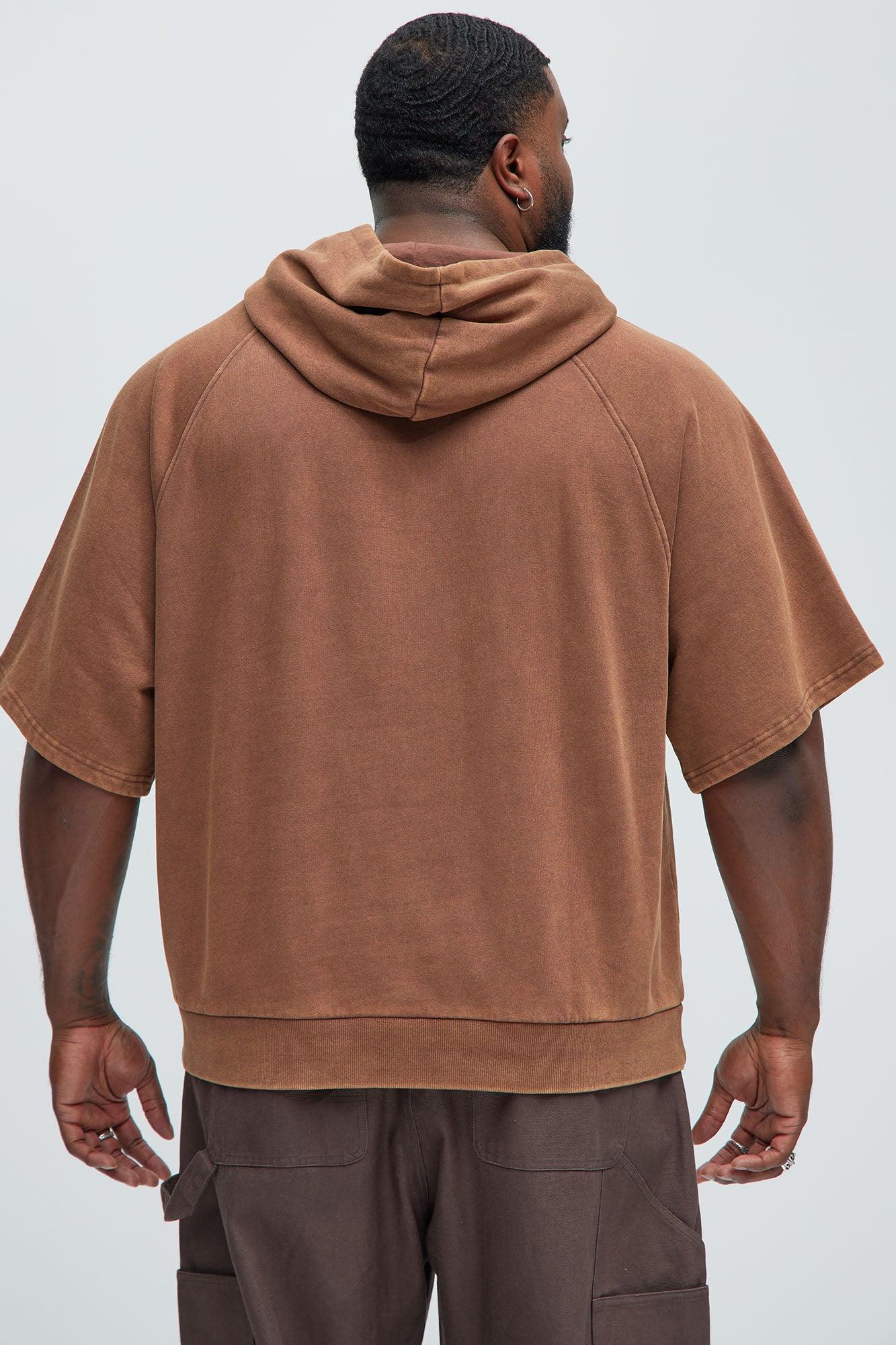 Tyson Short Sleeve Raglan Hoodie - Brown Product Image