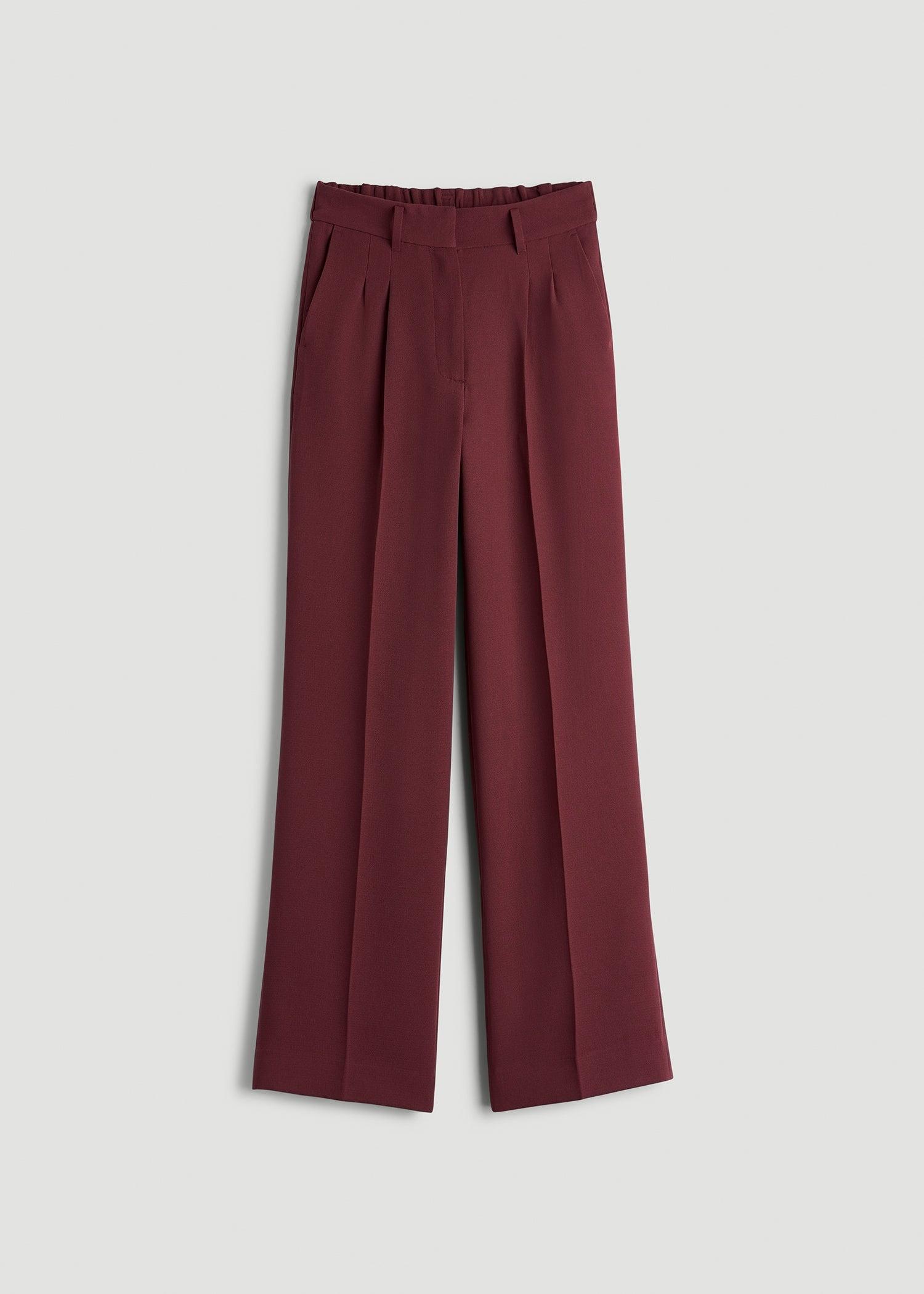 Wide Leg Pleated Dress Pants 2.0 for Tall Women in Tawny Port Female Product Image