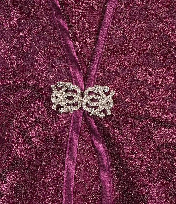 R & M Richards Petite Size Scallop Lace Charmeuse Metallic Mermaid Jacket Dress Product Image