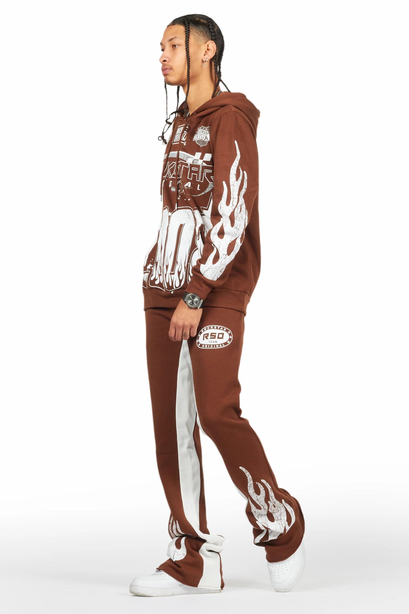 Amos Brown Hoodie/Baggy Track Pant Set Male Product Image