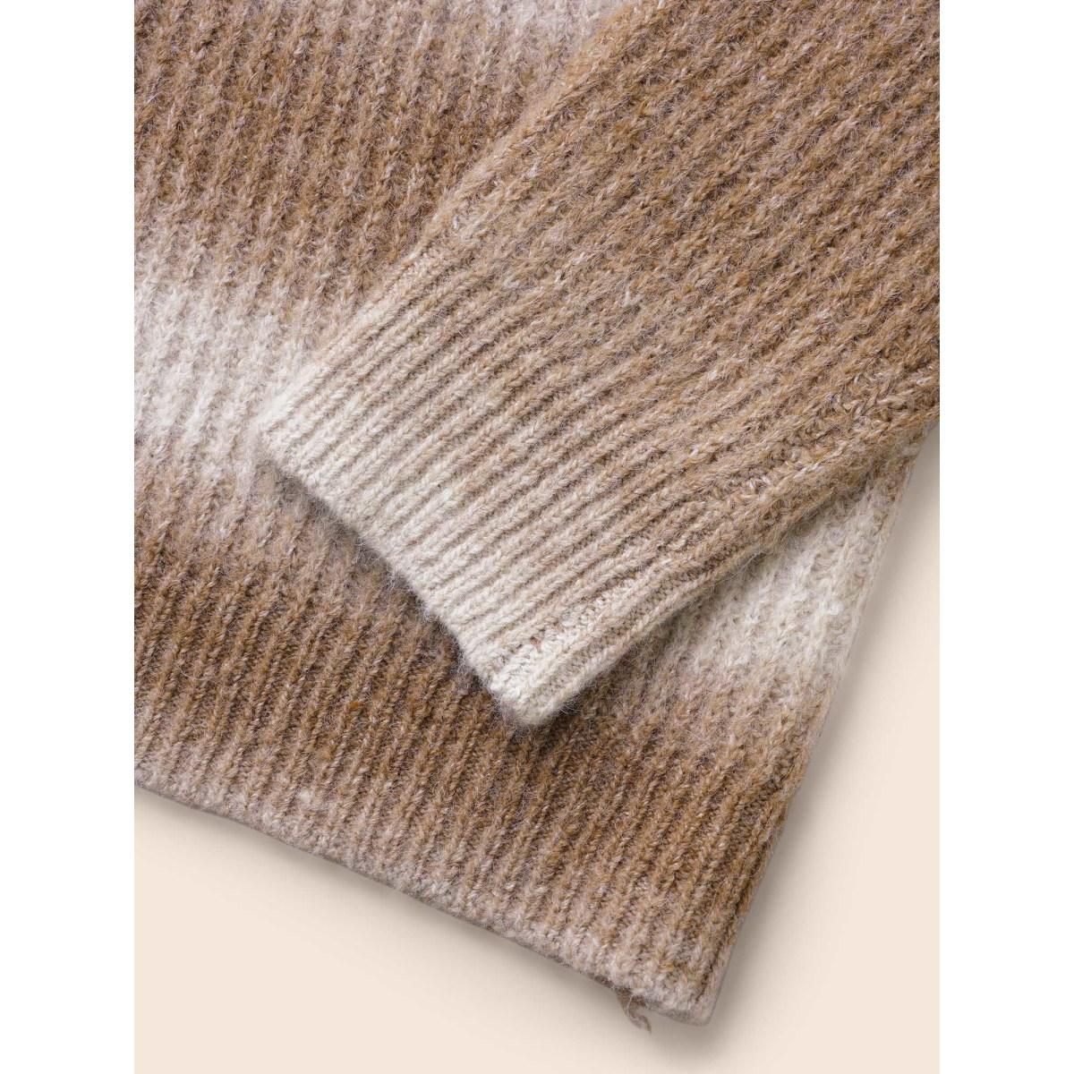 Plus Size Crew Neck Textured Drop Shoulder Pullover Yellowishbrown Women Casual Loose Long Sleeve Round Neck Everyday Pullovers BloomChic 26/4X Product Image