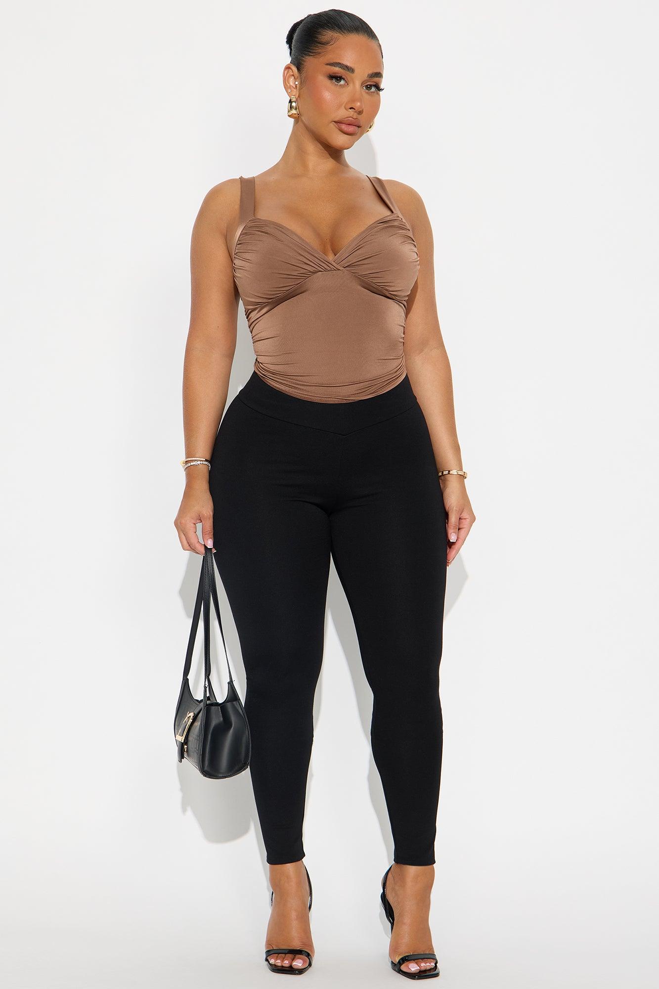Go For It Ruched Top - Chocolate Female Product Image
