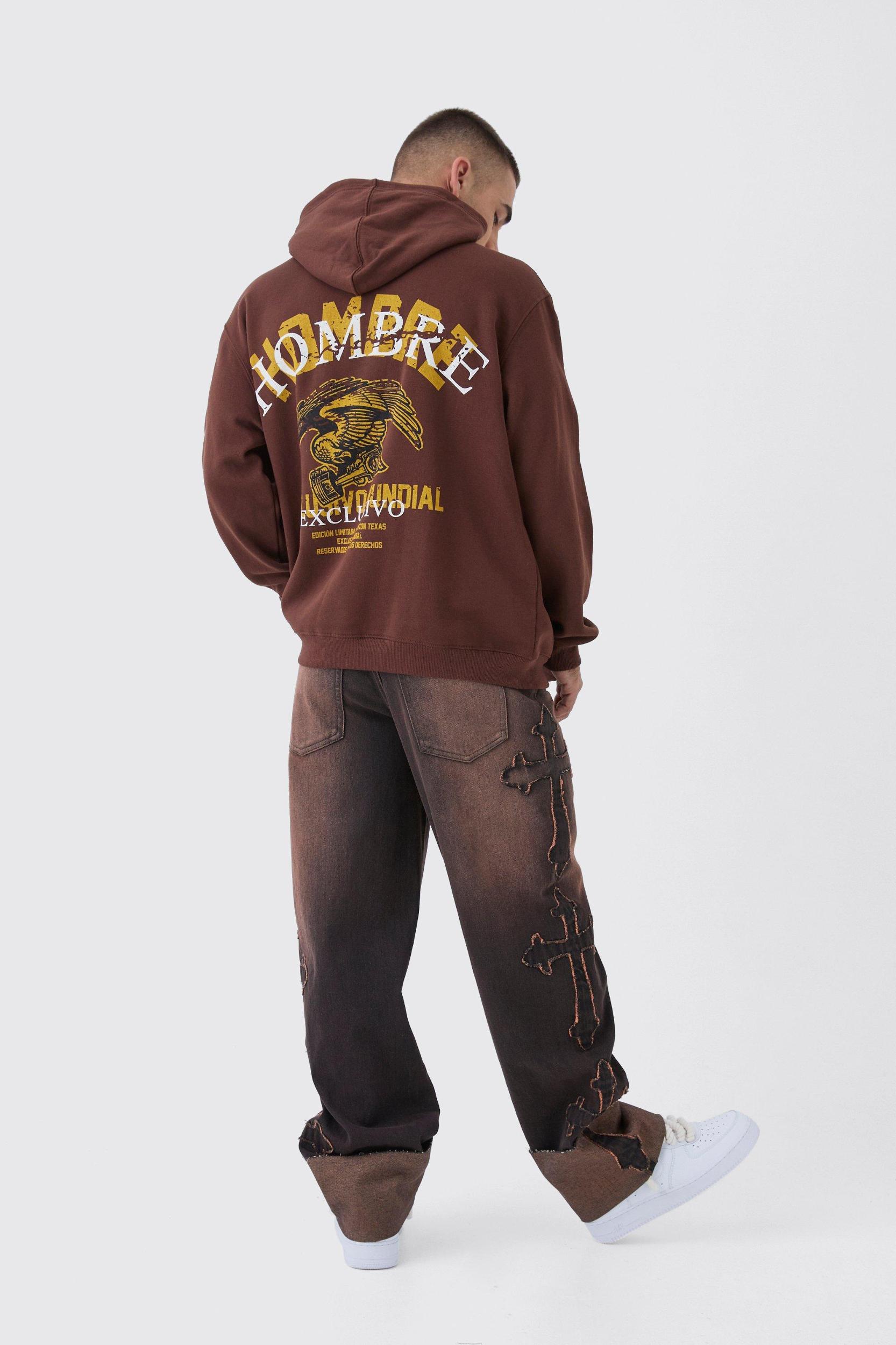 Relaxed Rigid Cross Applique Denim Jeans | boohooMAN USA Product Image