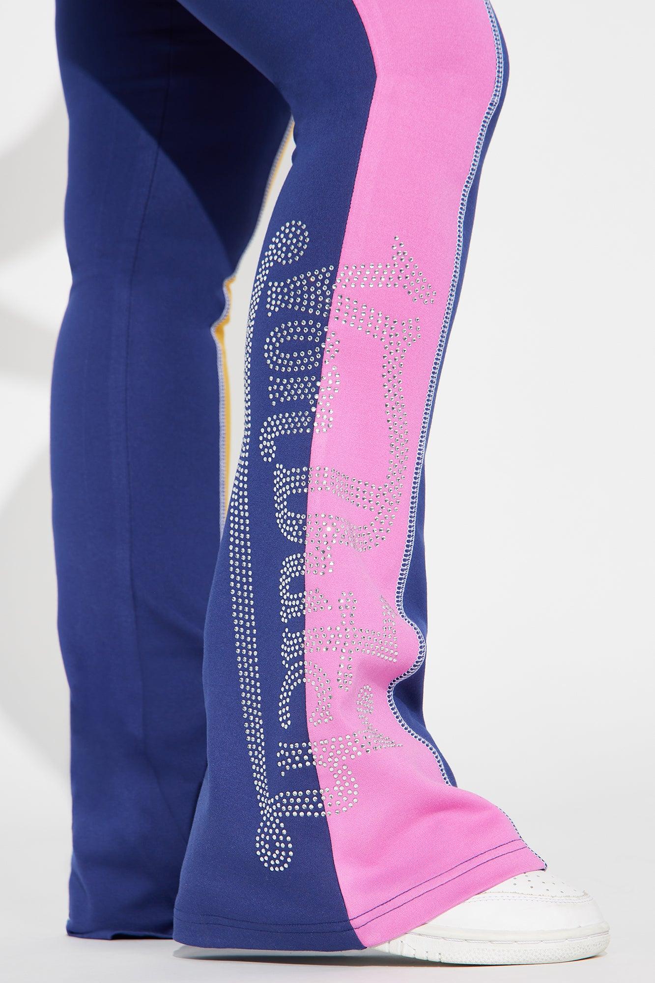 Von Dutch Rhinestone Contrast Flared Pant - Pink/combo Product Image