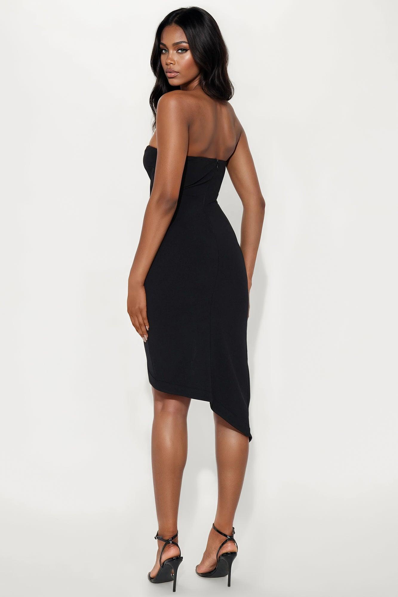 Fine Dining Strapless Midi Dress - Black Female Product Image