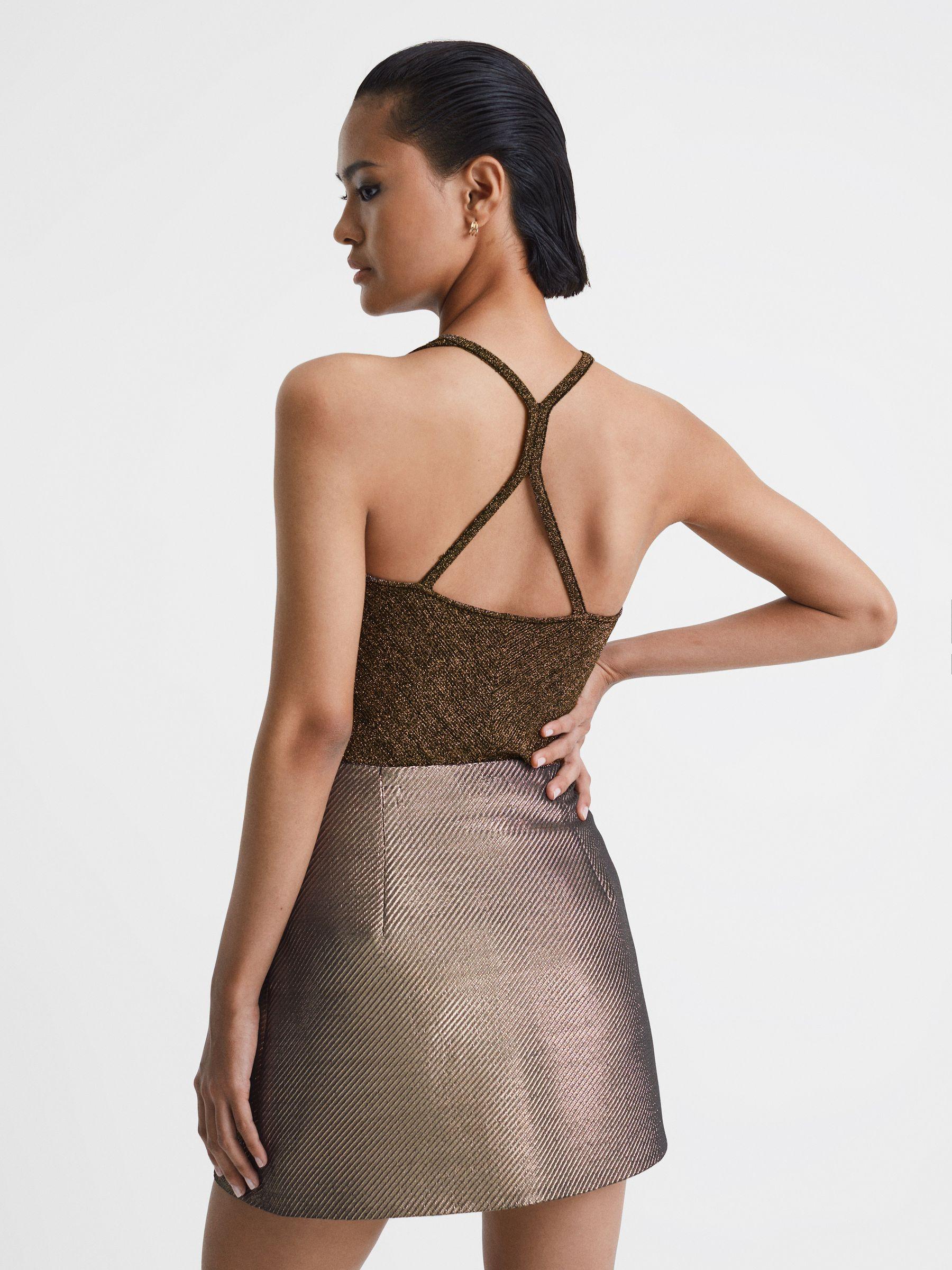 Metallic Racerback Vest in Bronze Product Image