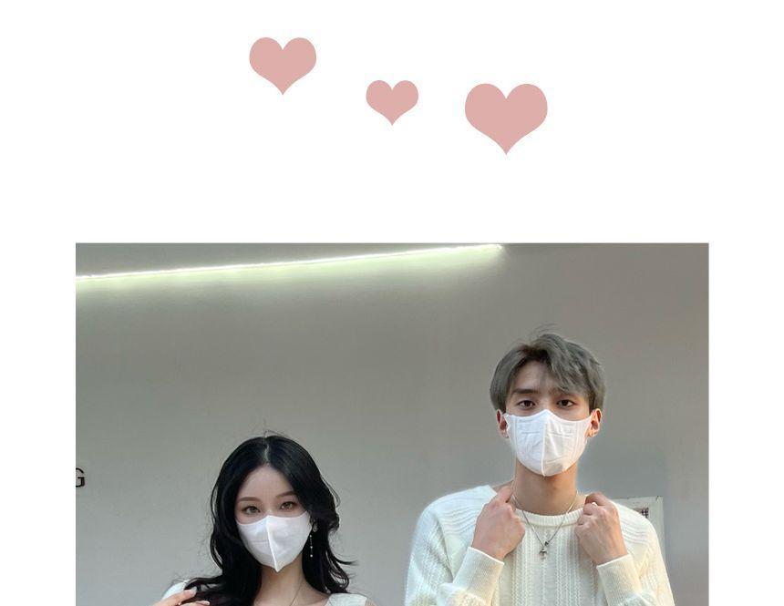 Couple Matching Long-Sleeve Plain Bow Shrug / Sleeveless Square Neck Knit Midi Sheath Dress / Crew Neck Ribbed Sweater / Set Product Image