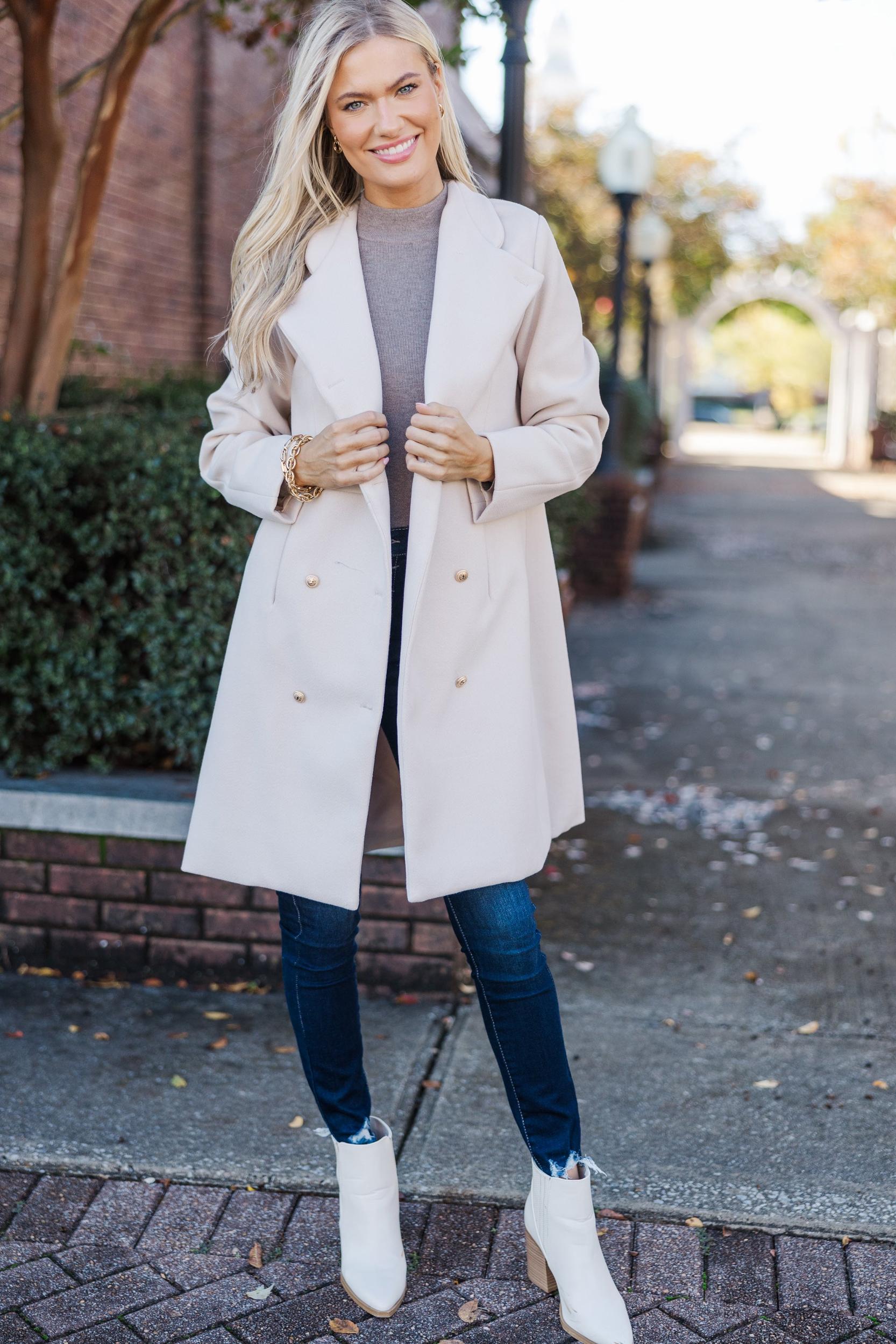 City Streets Oatmeal Brown Coat Female Product Image