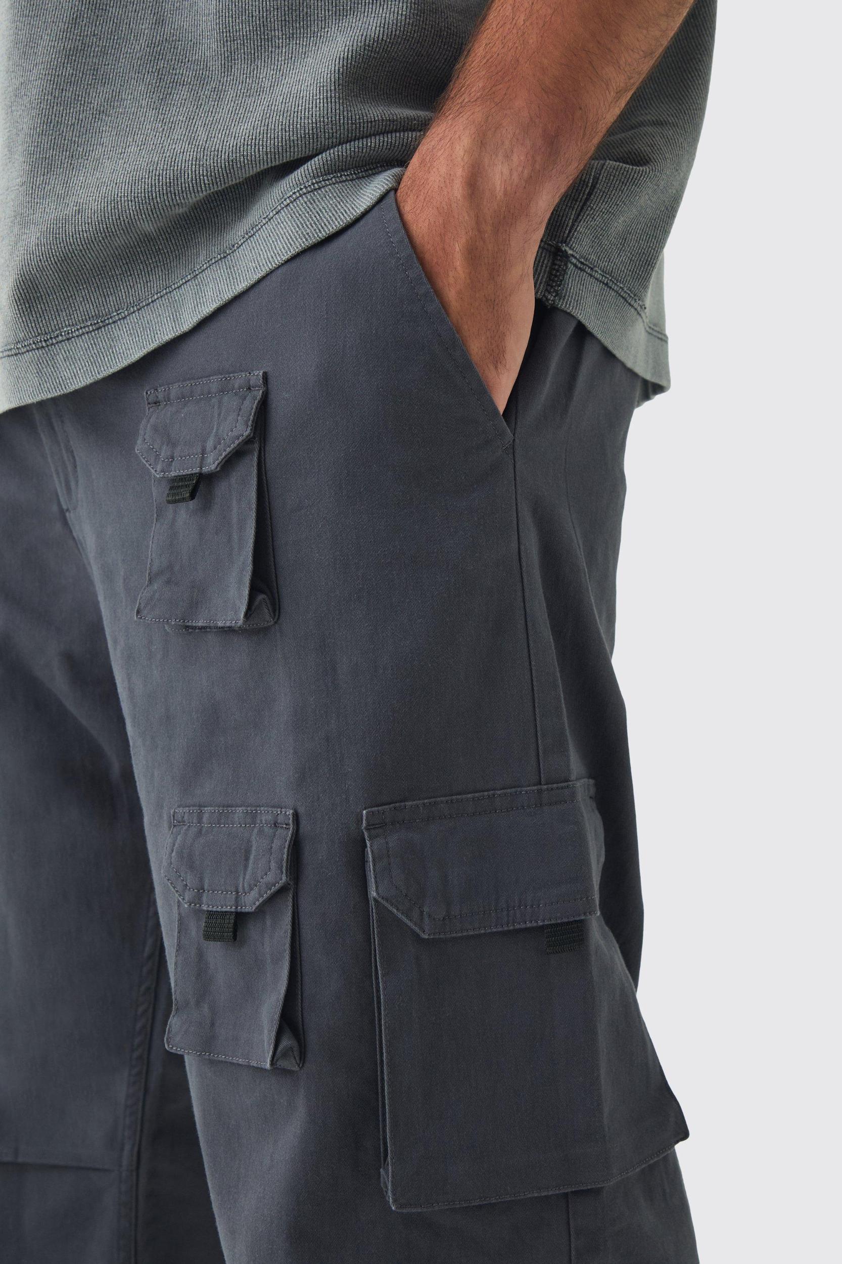 Plus Multi Split Hem Relaxed Fit Cargo Pants | boohooMAN USA Product Image