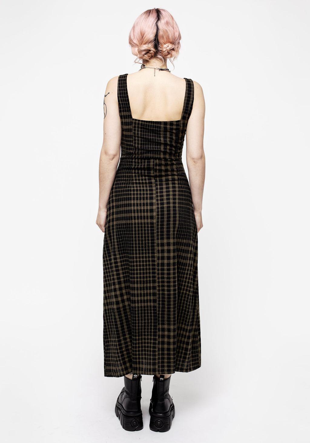 Dropout Check Sleeveless Button Down Midaxi Dress Product Image