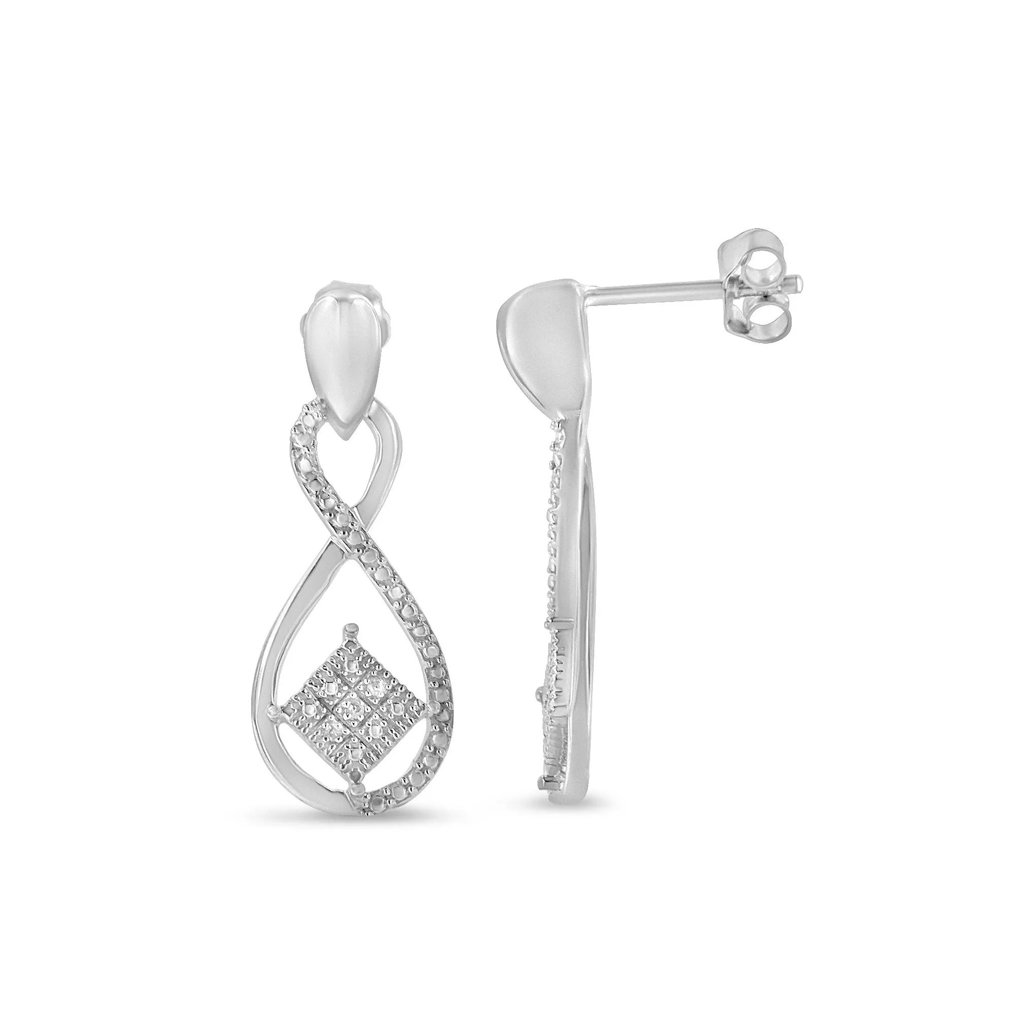 Haus of Brilliance Sterling Silver Diamond Accent Tilted Square & Infinity Drop Earrings, Women's Product Image
