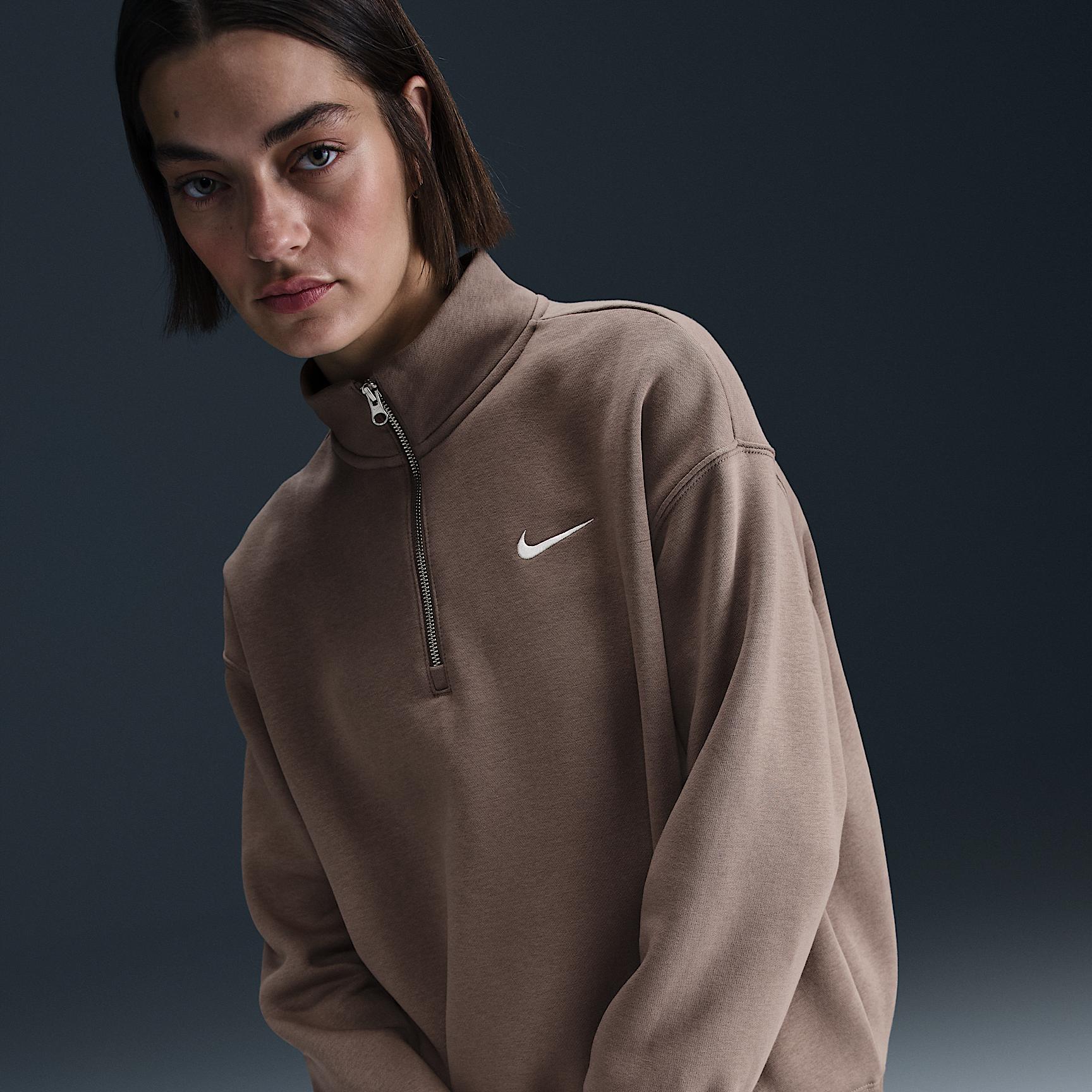 Womens Nike Sportswear Phoenix Fleece Oversized 1/4-Zip Long Sweatshirt | HJ0931-063 Product Image