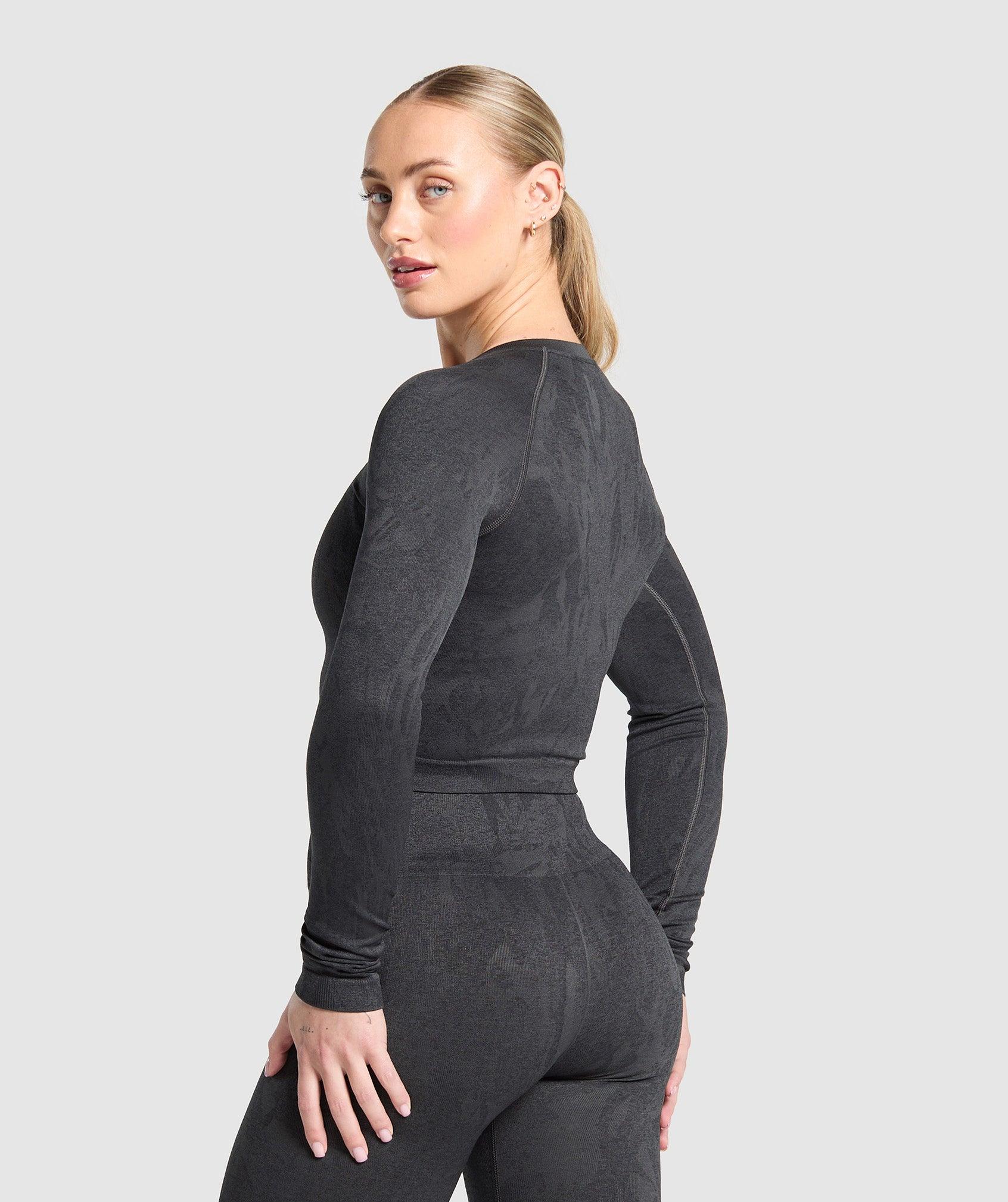 Gymshark Adapt Camo Seamless Long Sleeve Top - Asphalt Grey/Black Female Product Image