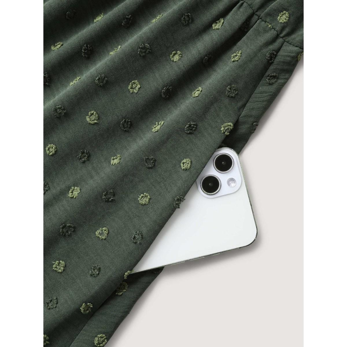 Plus Size Ruffled Textured Layered Sleeve Midi Dress ArmyGreen Women Round Neck Short sleeve Curvy BloomChic 26/4X Product Image