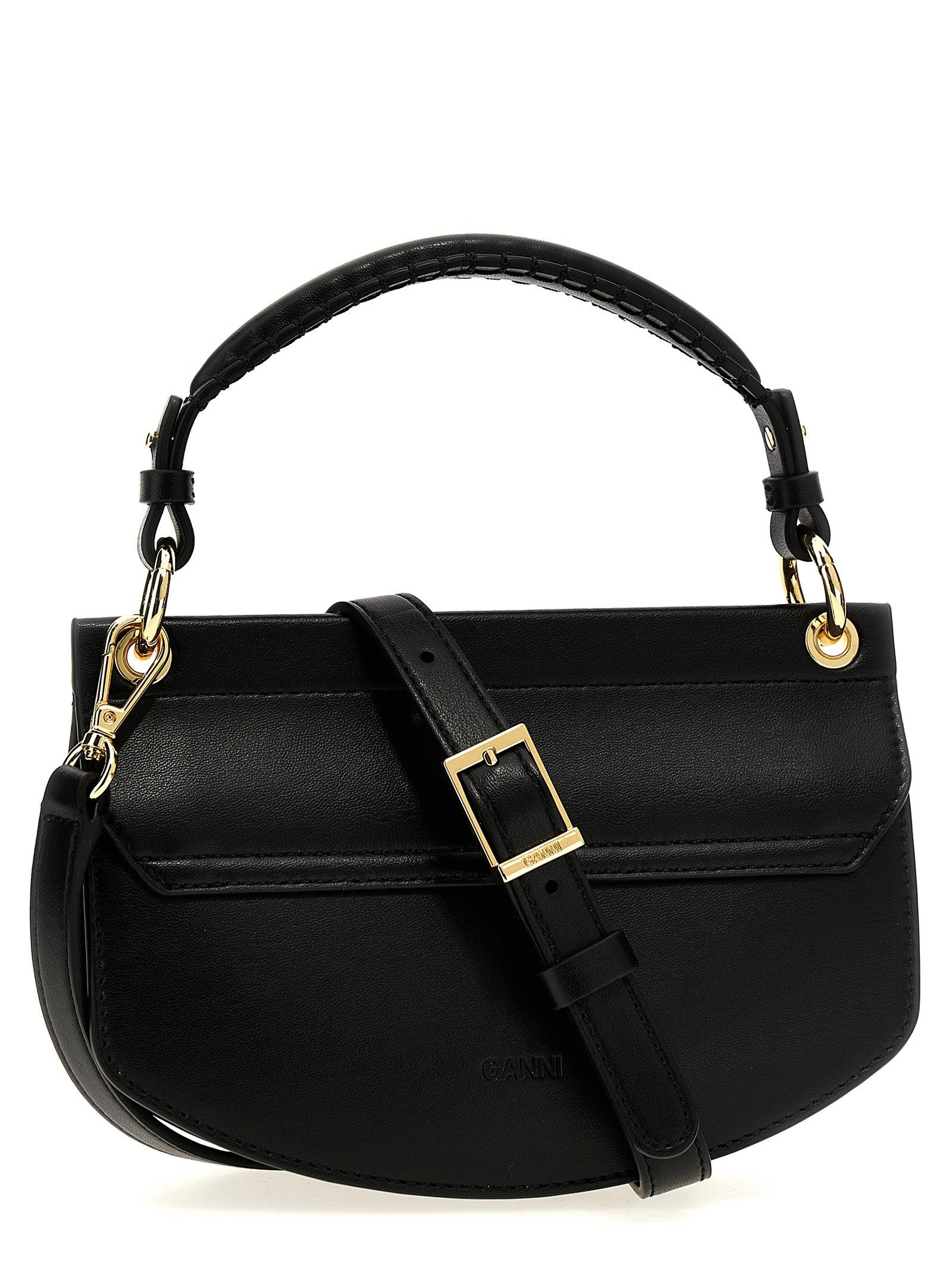GANNI Womens Black Apo-g Mini Leather-blend Top-handle Bag Product Image