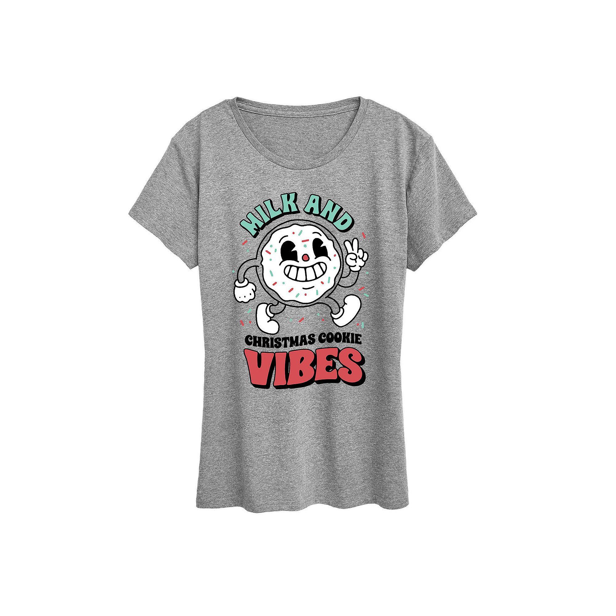 Women's Christmas Cookie Vibes Graphic Tee, Girl's, Size: XXL, Grey Gray Product Image