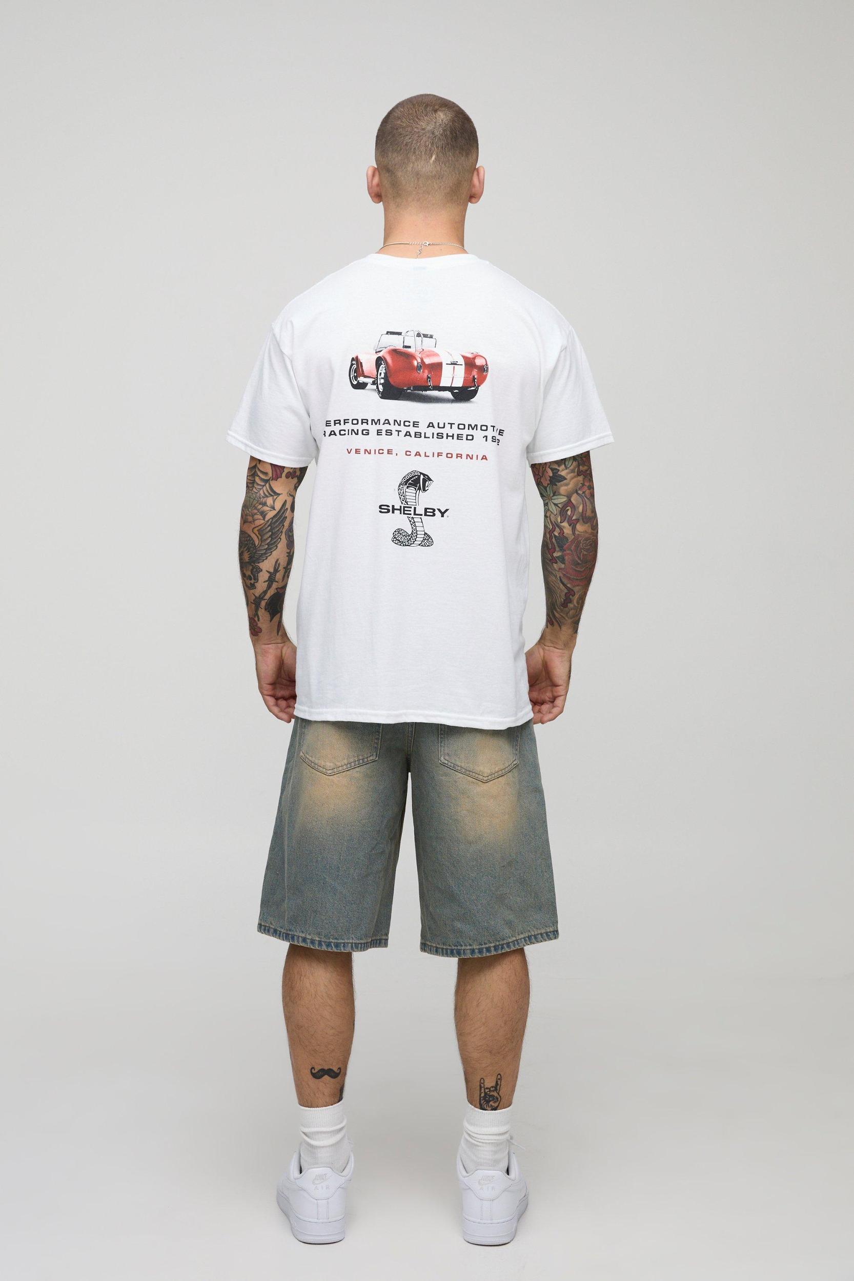White Oversized Shelby License Graphic T Shirt | boohooMAN USA Product Image