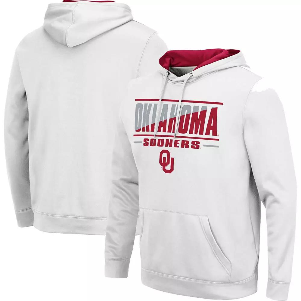 Men's Colosseum White Oklahoma Sooners Slash Stack 2.0 Pullover Hoodie,  Product Image
