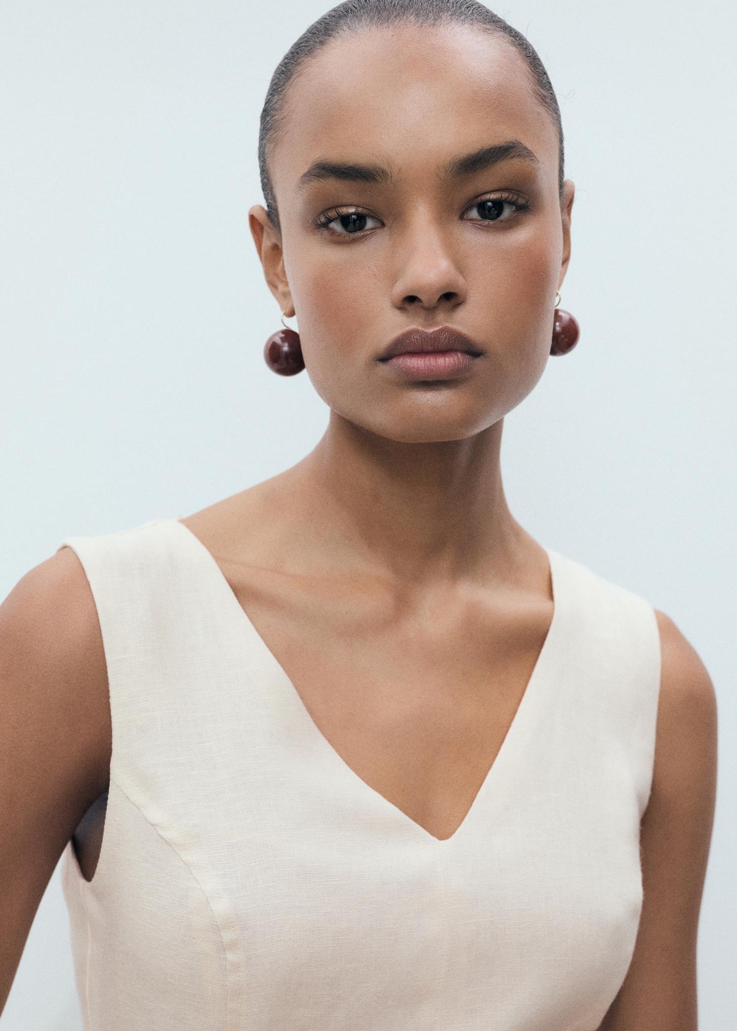 Belt linen dress - Women | MANGO USA Product Image