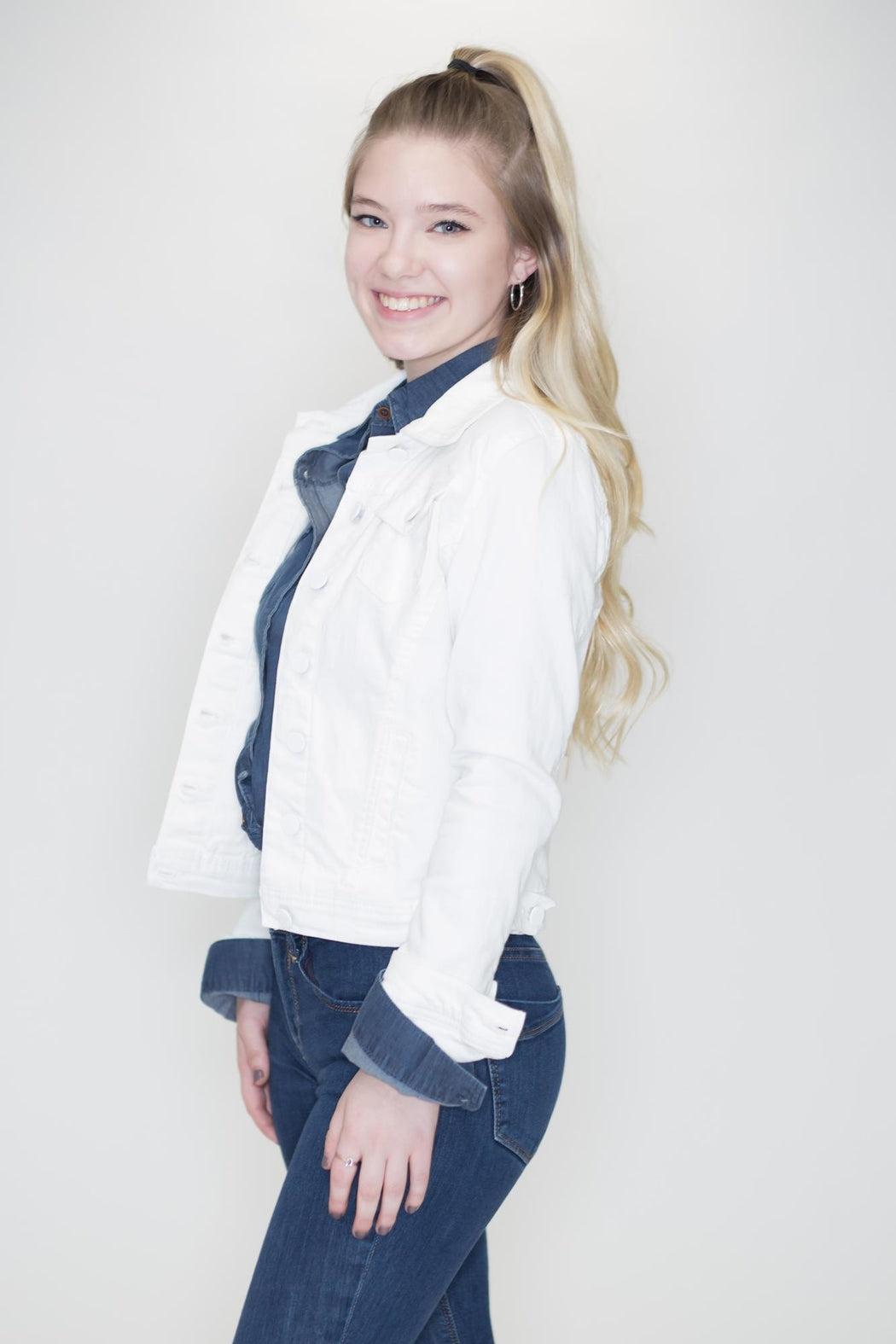 White Denim Jacket Product Image