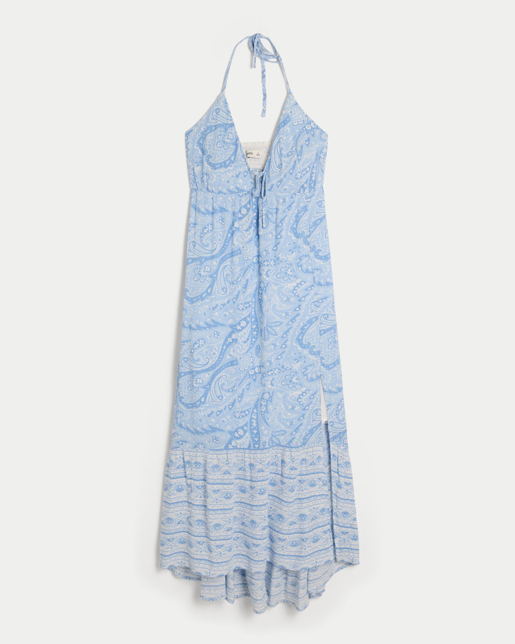 Asymmetrical Hem Halter Maxi Dress Product Image