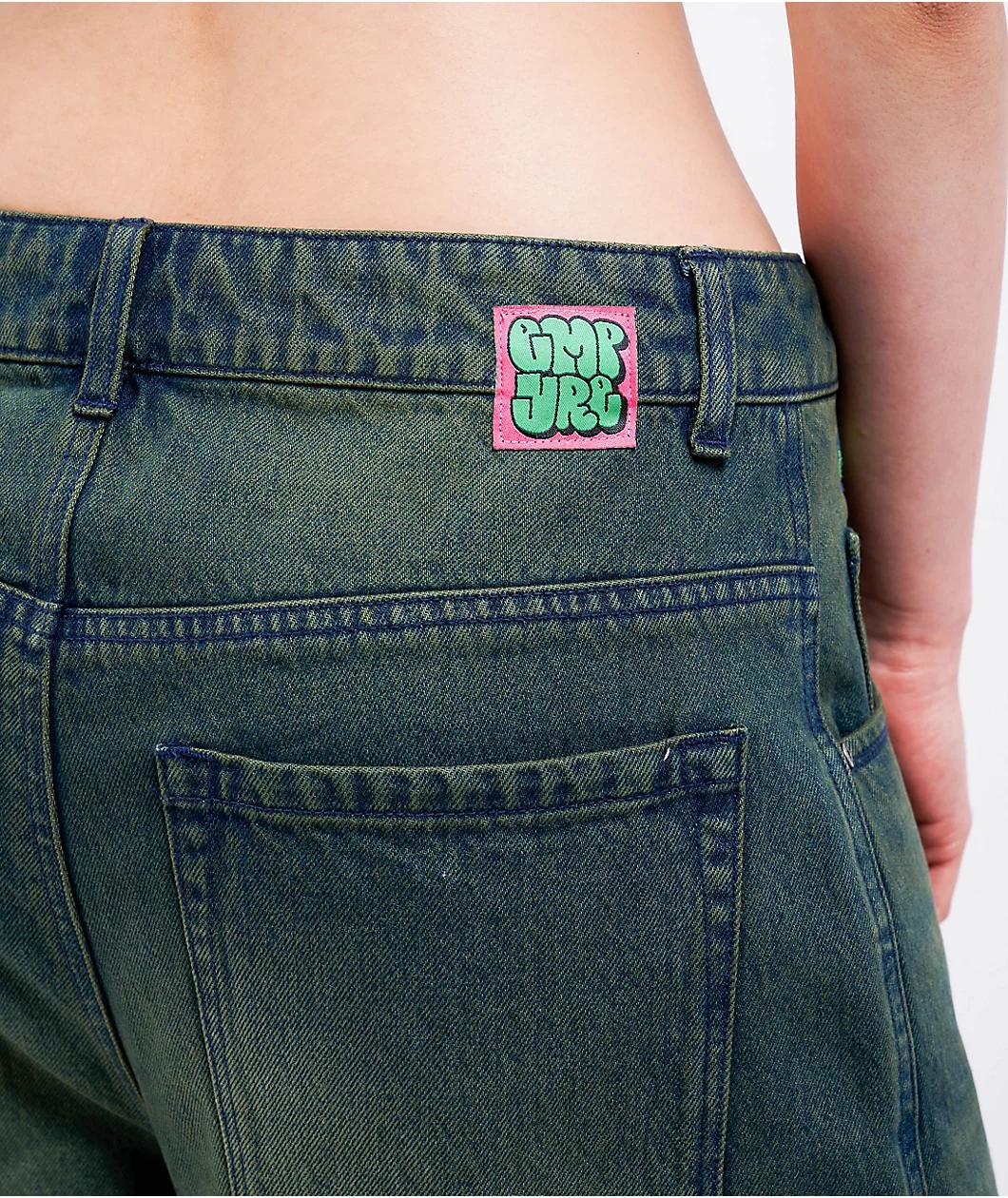 Empyre Extent Willow Green Wash Low Rise Wide Leg Jeans Product Image