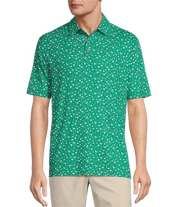 Roundtree & Yorke Big & Tall Performance Floral Print Polo Shirt Product Image