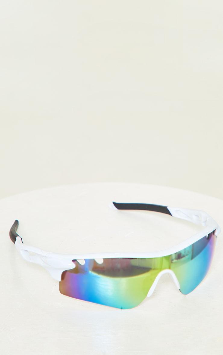 White Cut Out Sporty Sunglasses Product Image