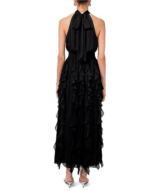 1. STATE Flounce Cascading Halter Neck Sleeveless Maxi Dress Product Image