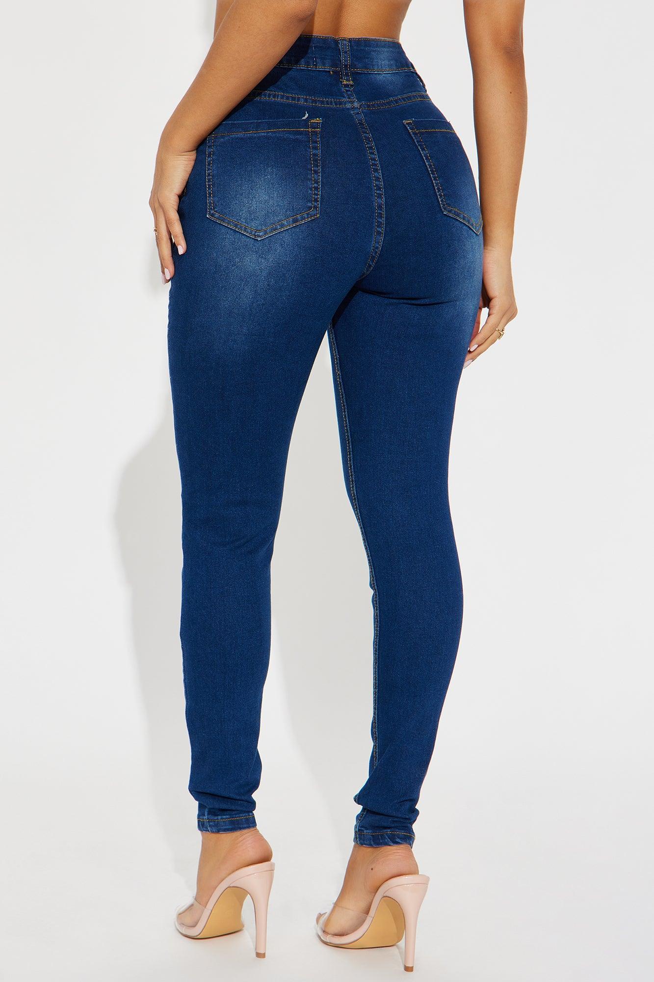 Bailey Buttonfront Stretch Skinny Jeans - Medium Wash Product Image
