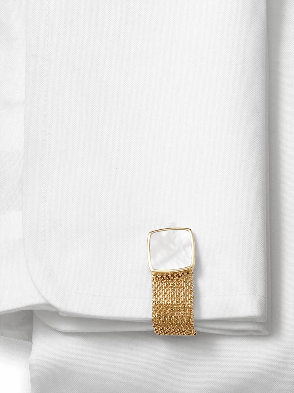 Mother of Pearl Mesh Wrap Cufflinks - Gold Product Image