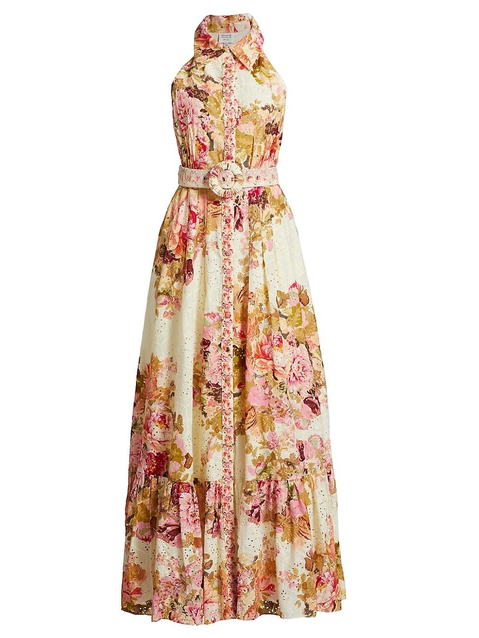 Womens Sama Floral Cotton Belted Maxi Shirtdress Product Image