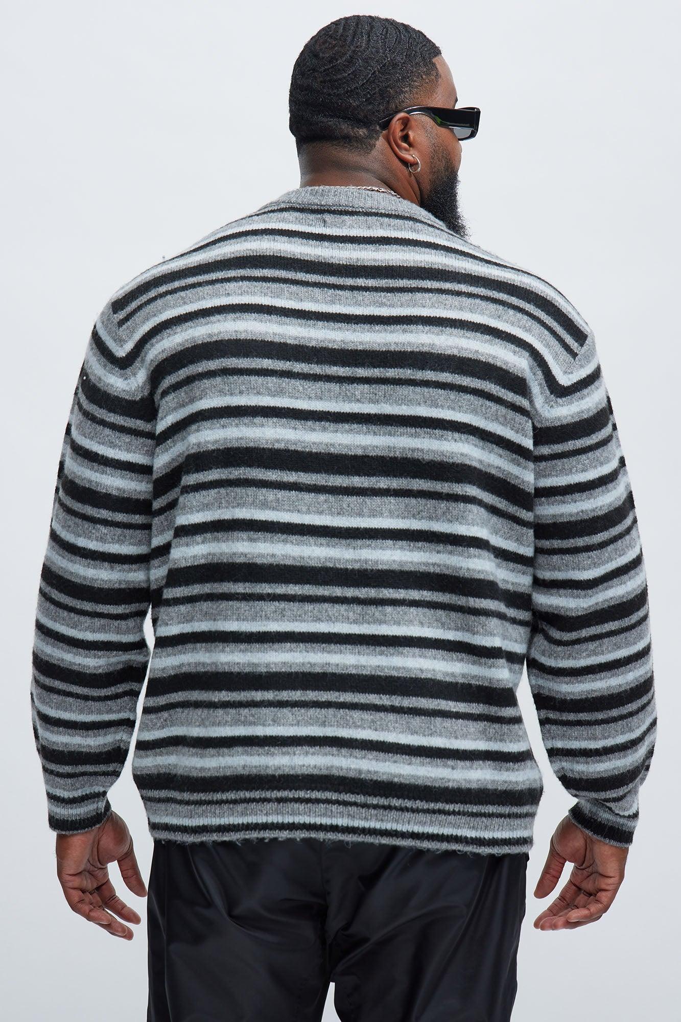 Lookin For Attention Striped Sweater - Black/combo Male Product Image