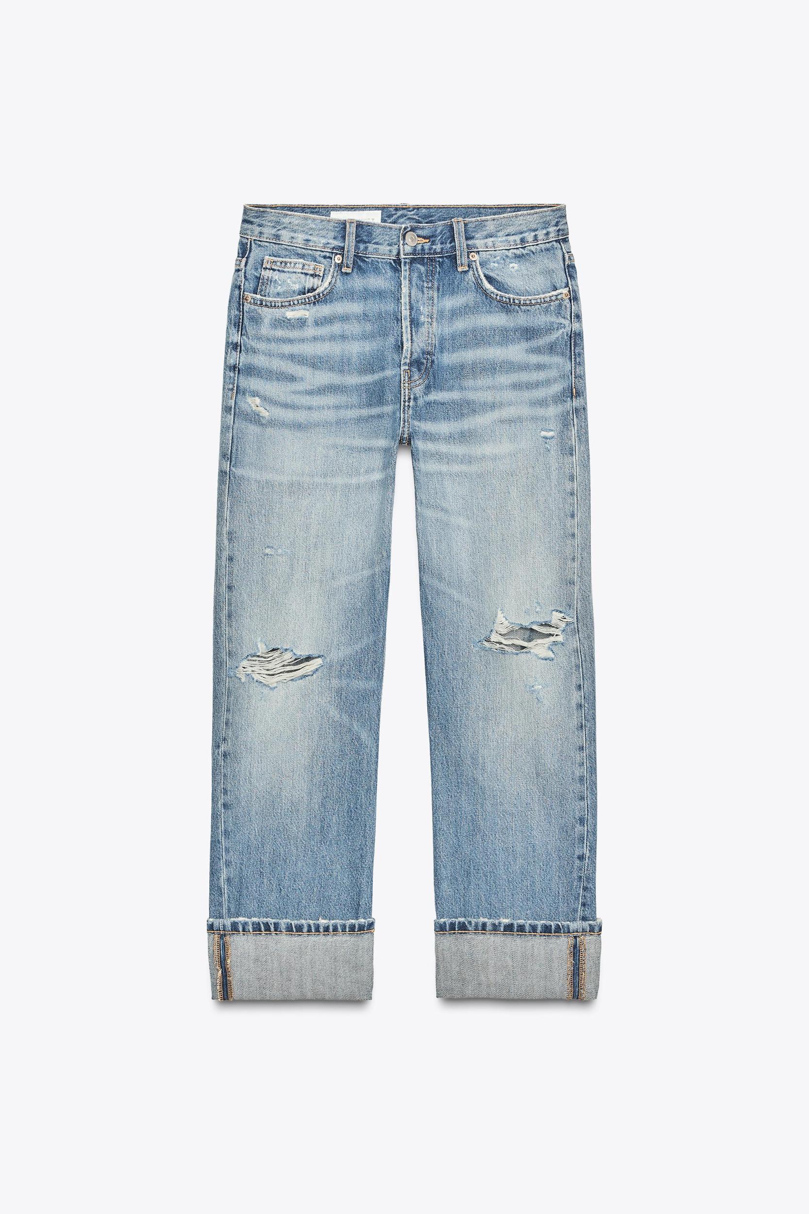TRF STRAIGHT LEG FOLD UP MID-RISE JEANS Product Image