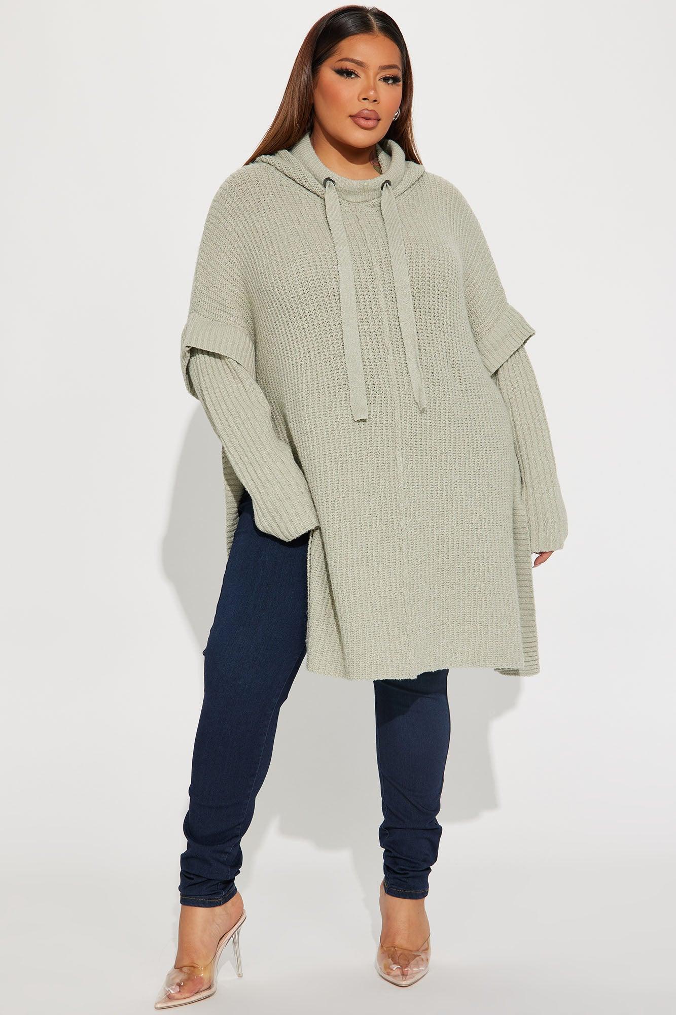 Comfy and Chill Hooded Sweater - Sage Product Image