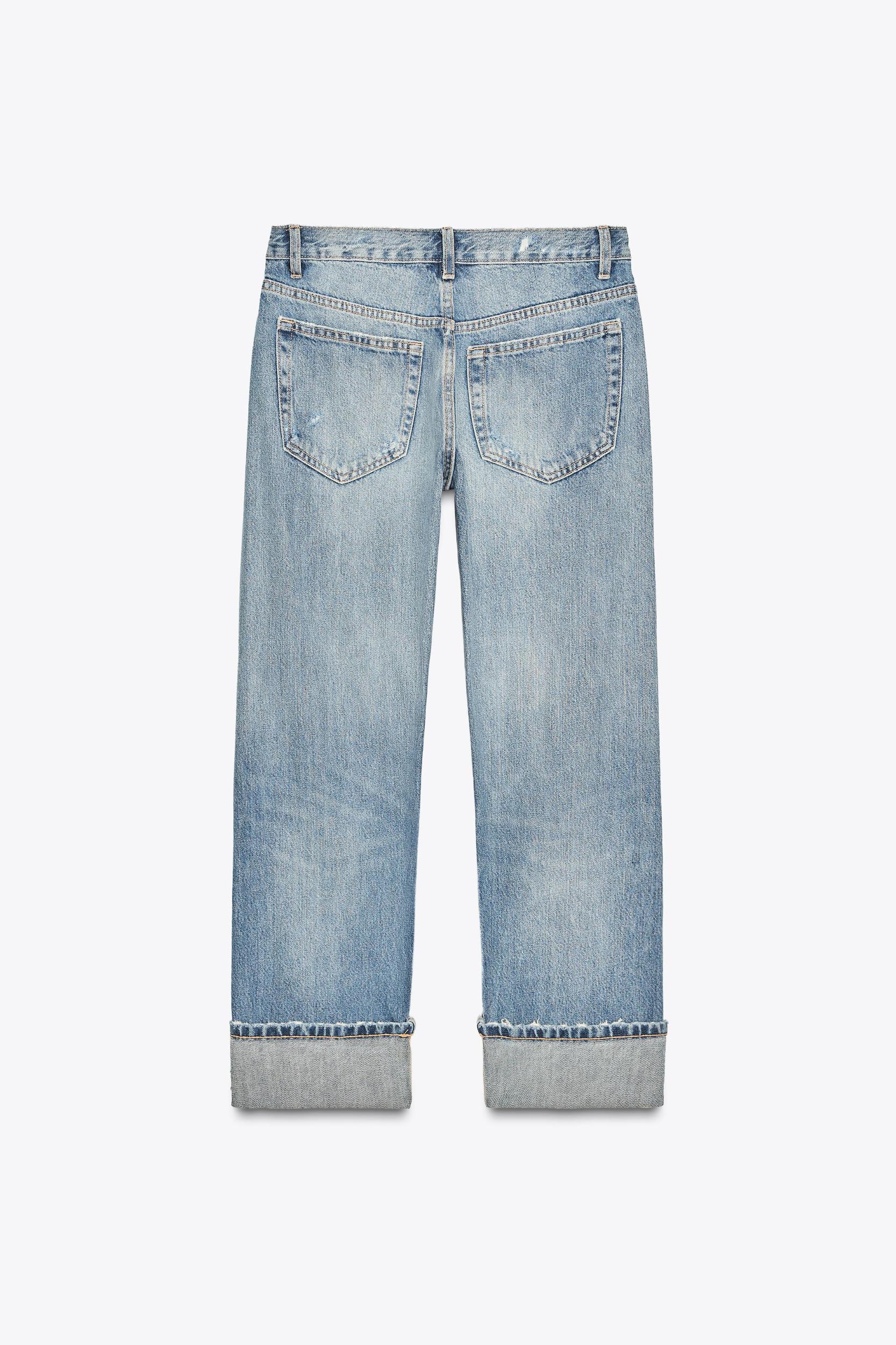 TRF STRAIGHT LEG FOLD UP MID-RISE JEANS Product Image