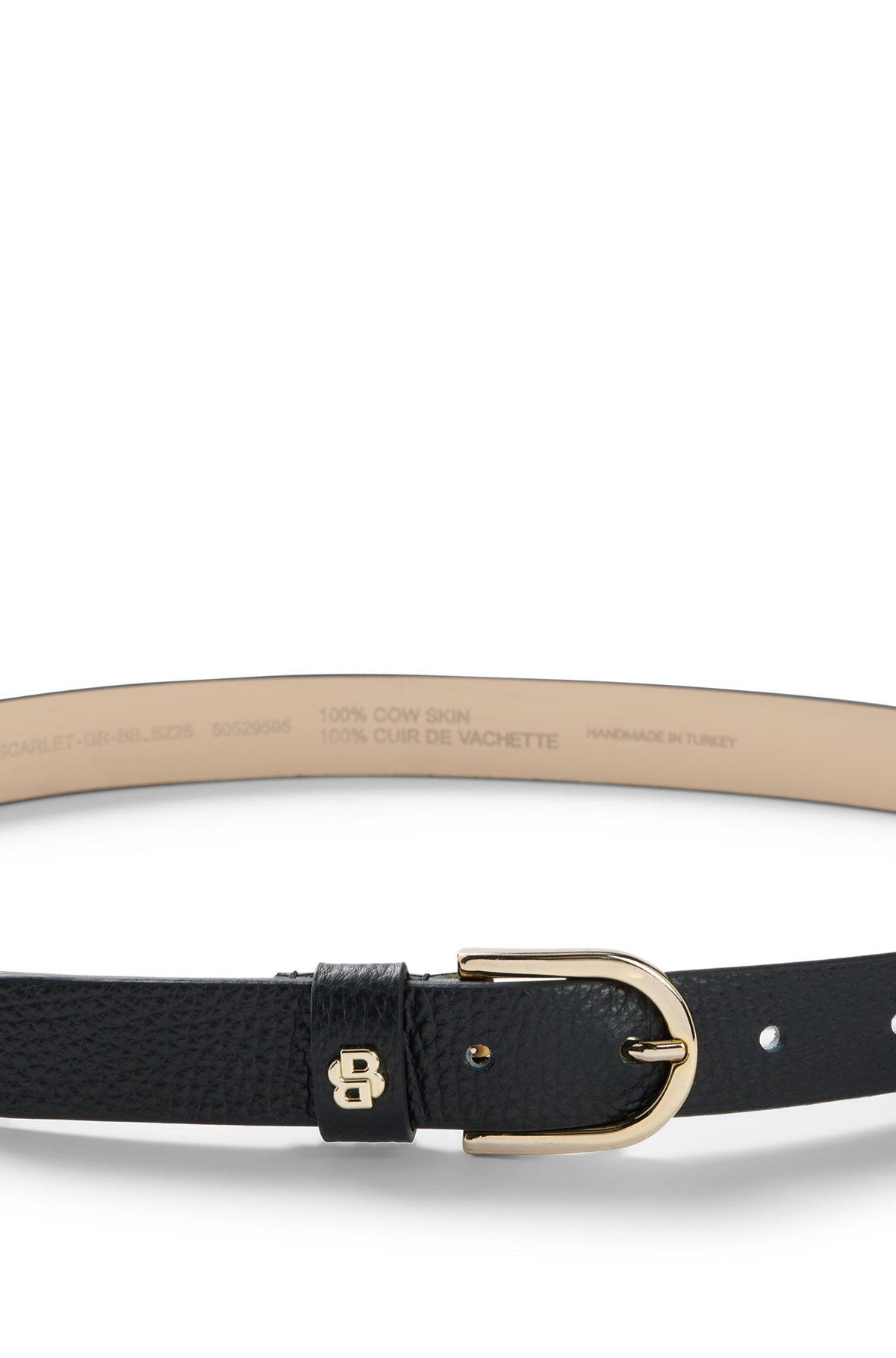BOSS - Grained-leather belt with Double B monogram - Black Product Image