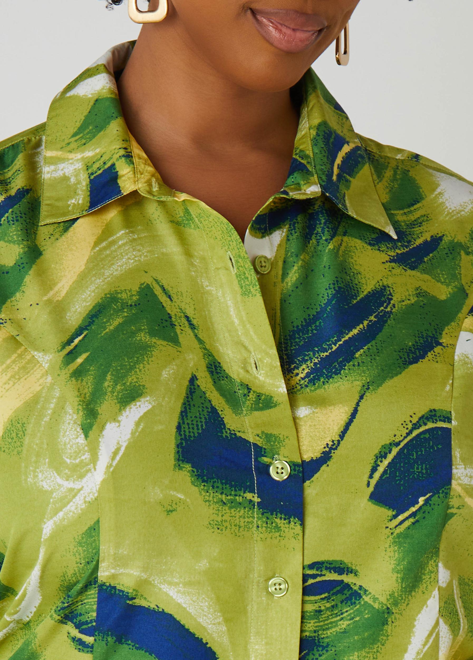 Wave Print Collared Shirt Product Image