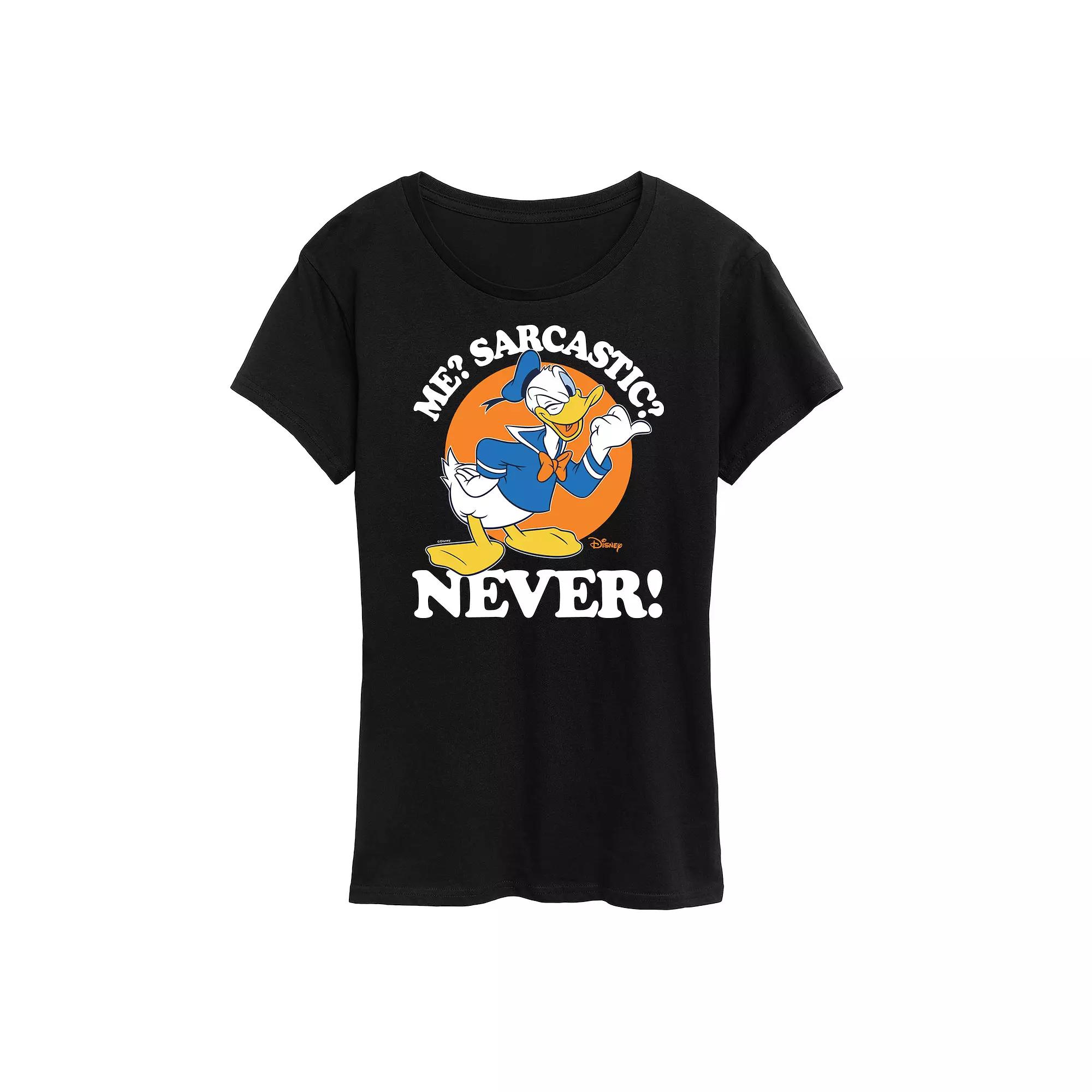 Disney's Donald Duck Women's Me Sarcastic Never Graphic Tee,  Product Image