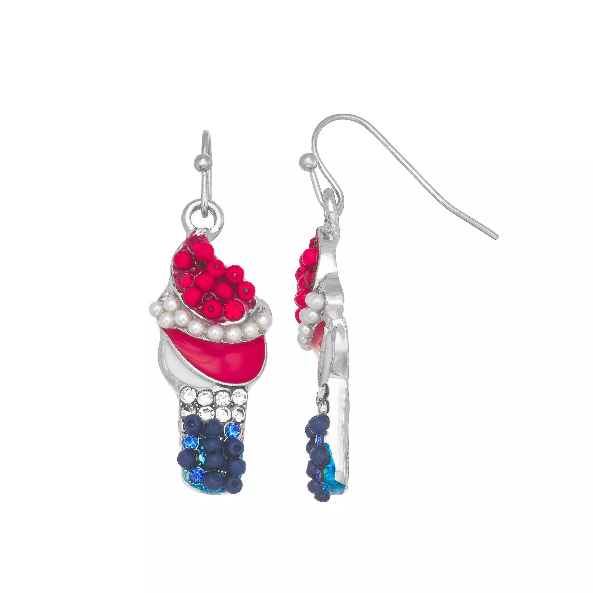 Celebrate Together™ Rhinestone Ice Cream Cone Dangle Earrings, Women's, Multi Product Image